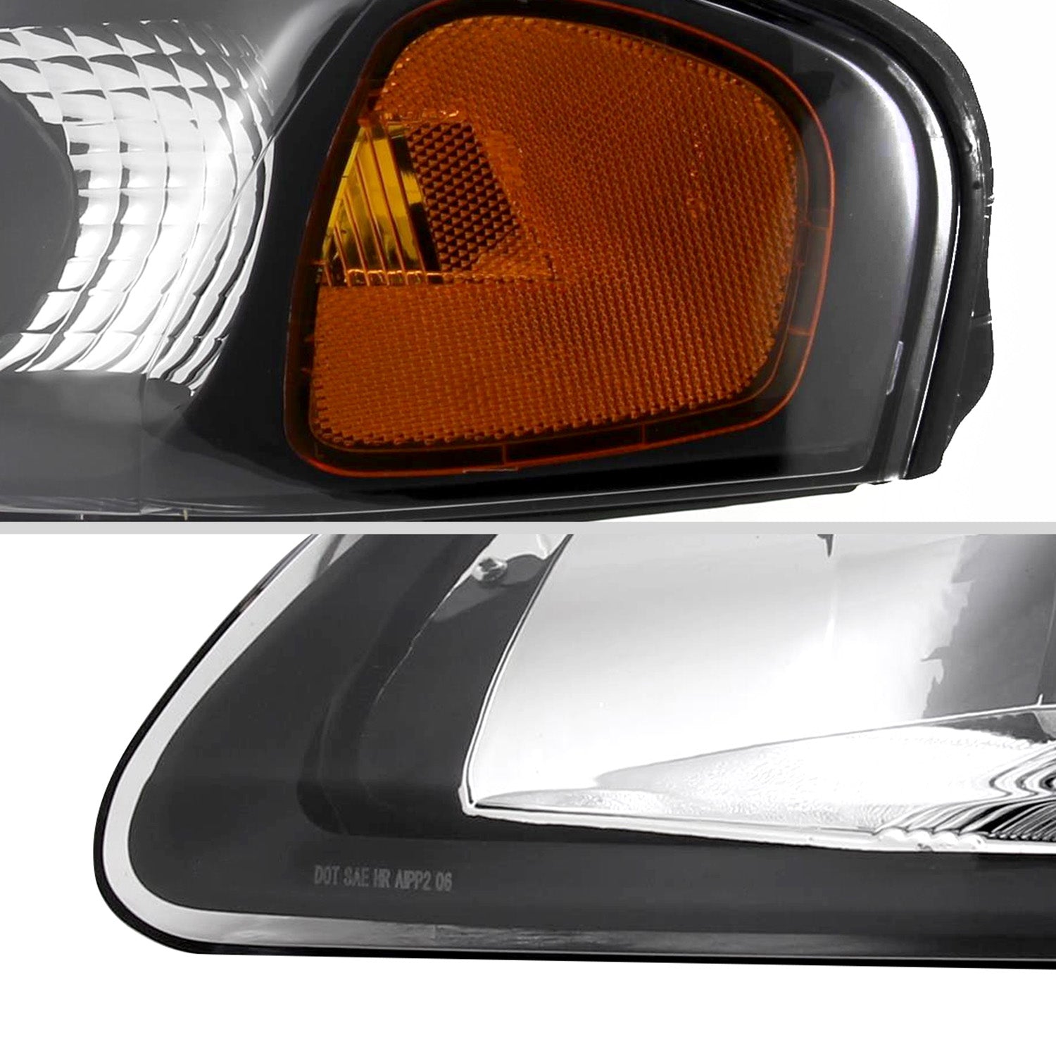 2000-2003 Nissan Sentra Factory Style Crystal Headlights Matte Black/Clear