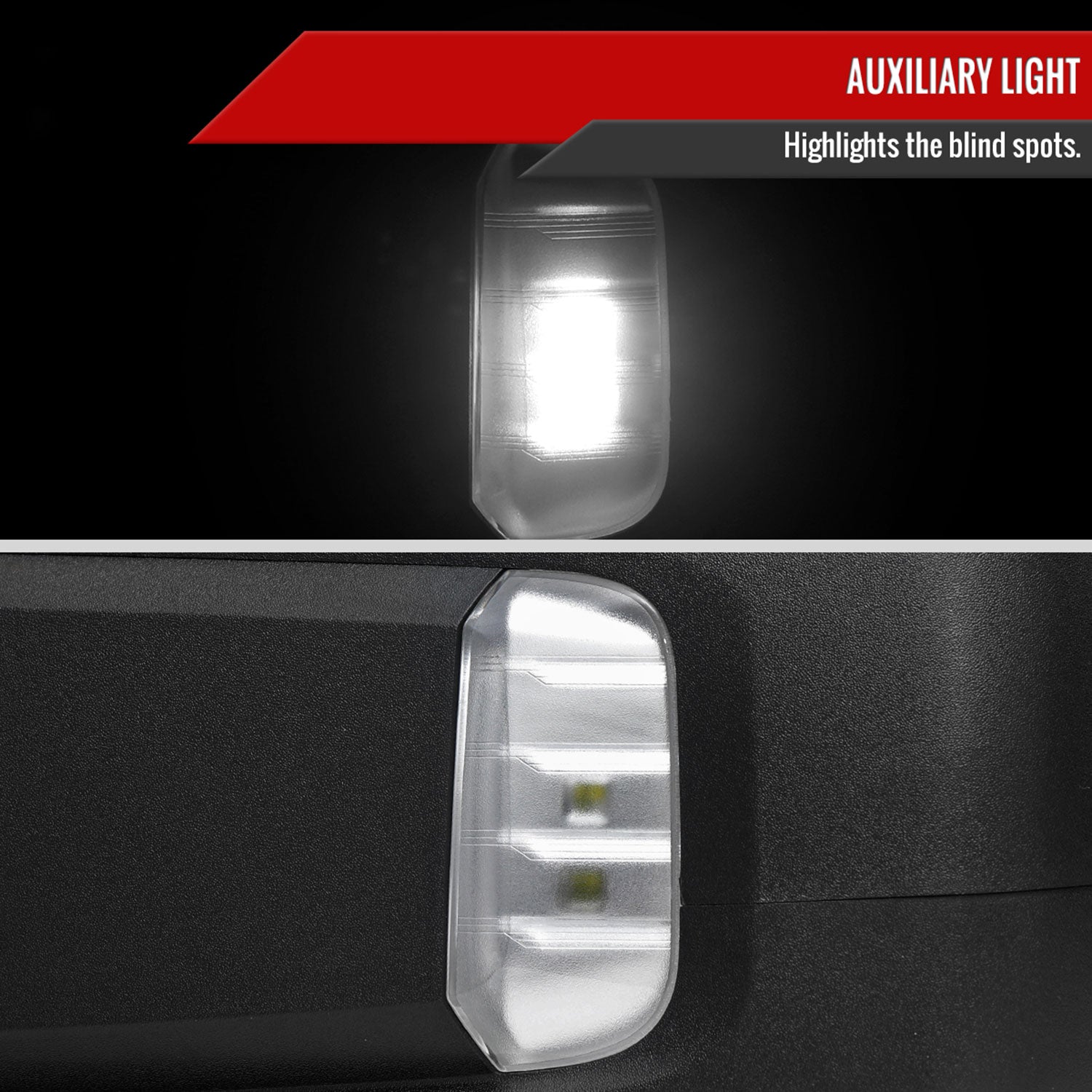 2019-2024 GMC Sierra 1500 Black Auto-Fold Side Mirror Puddle &Auxiliary Driver