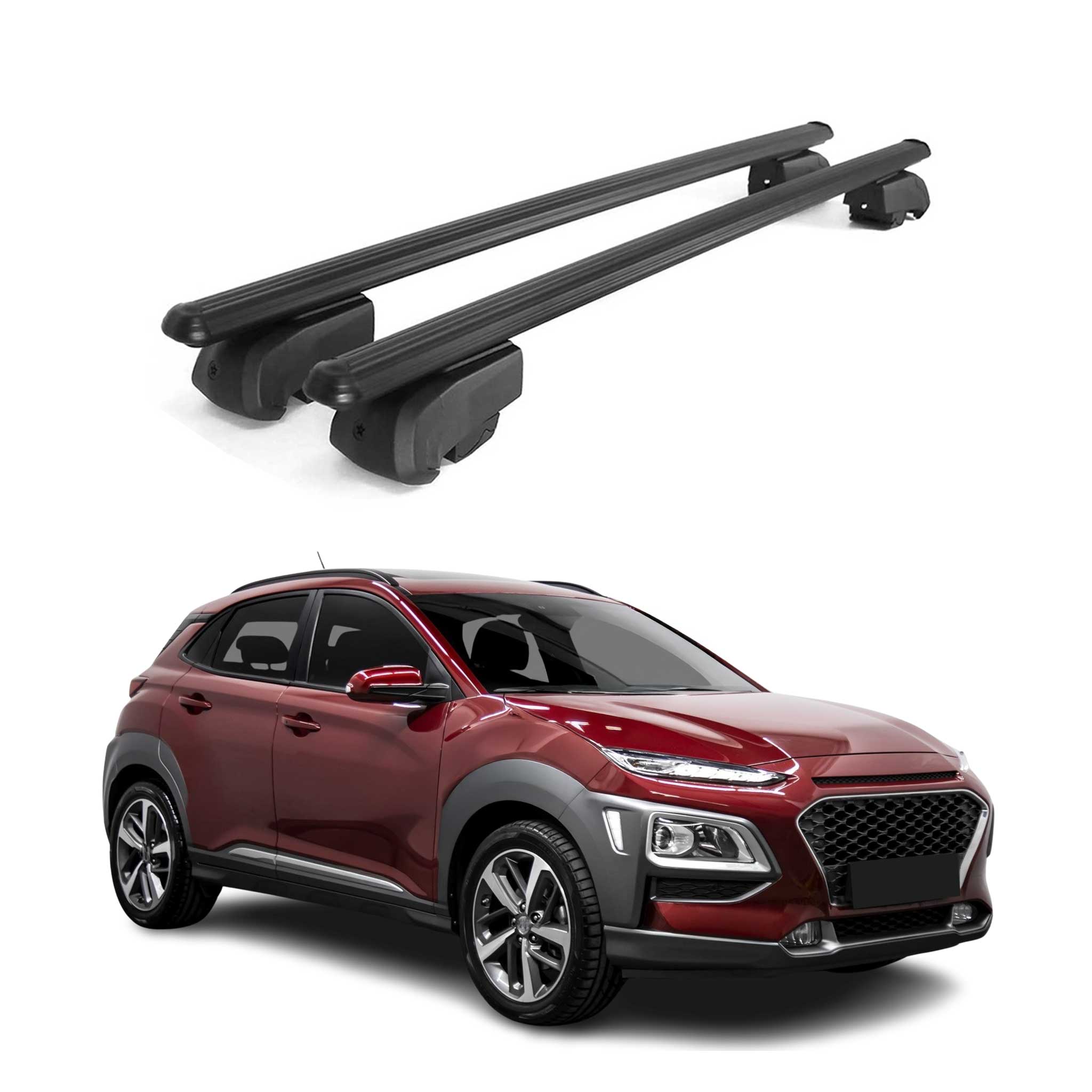 Roof Rack Cross Bars Luggage Carrier for Hyundai Kona 2018-2023 Black
