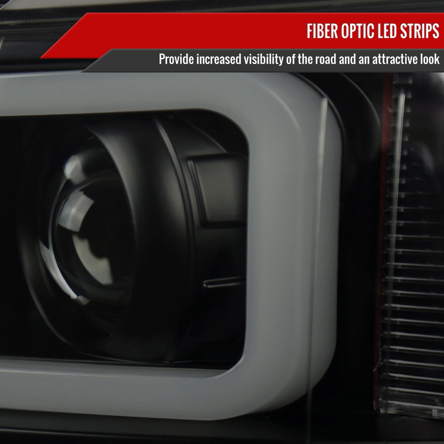 2007-2013 Chevy Silverado 1500 2500HD 3500HD LED C-Bar Headlights Black Smoke