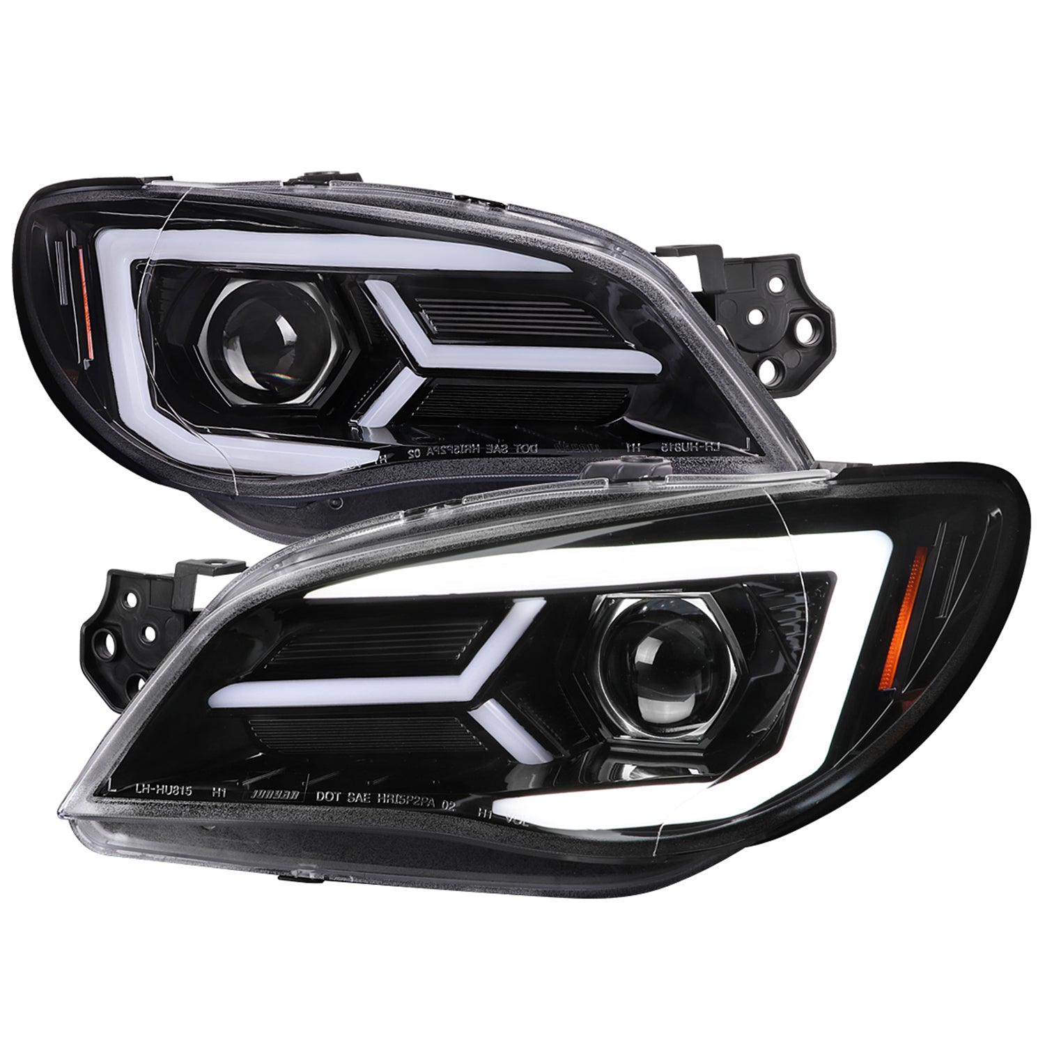 2006-2007 Subaru Impreza WRX STI LED Bar Signal Projector Headlights Black