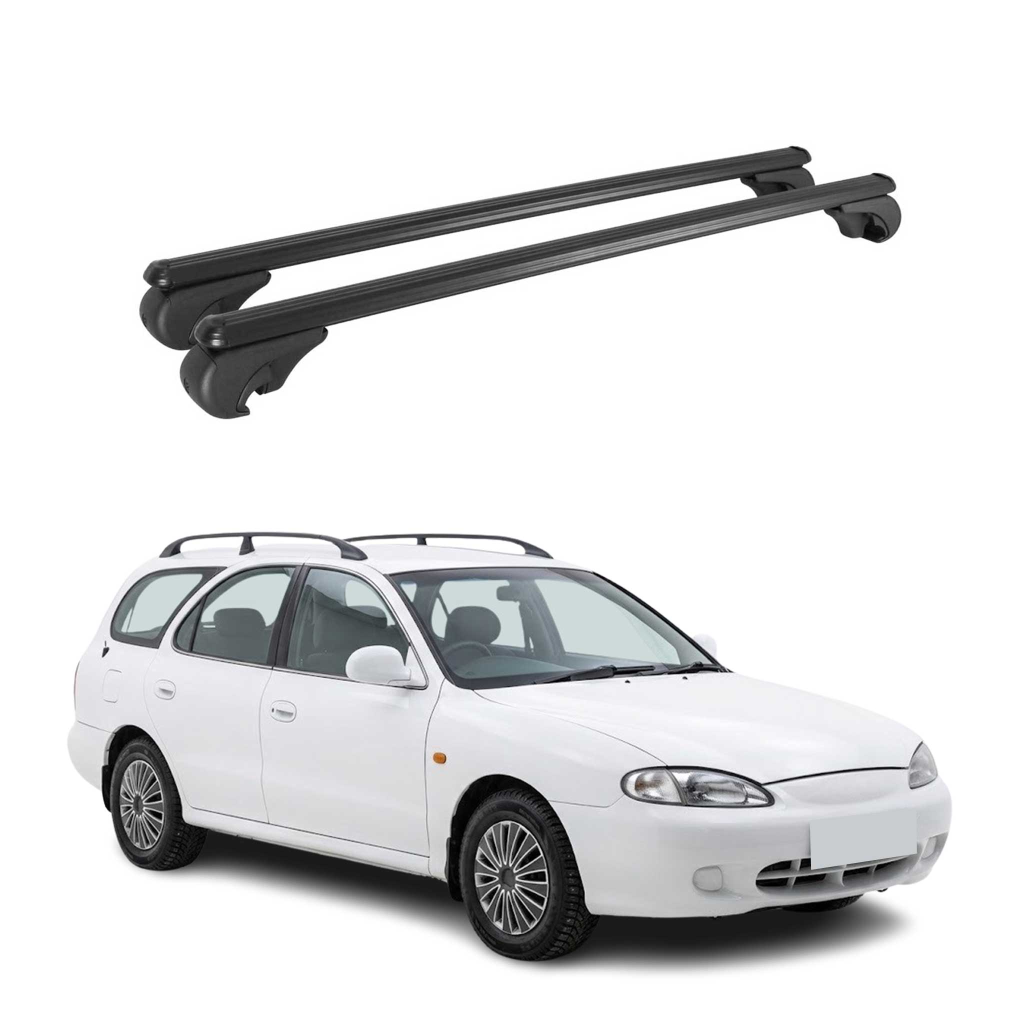 Roof Rack Cross Bars for Hyundai Elantra Wagon 1996-2000 TÜV Aluminium Black