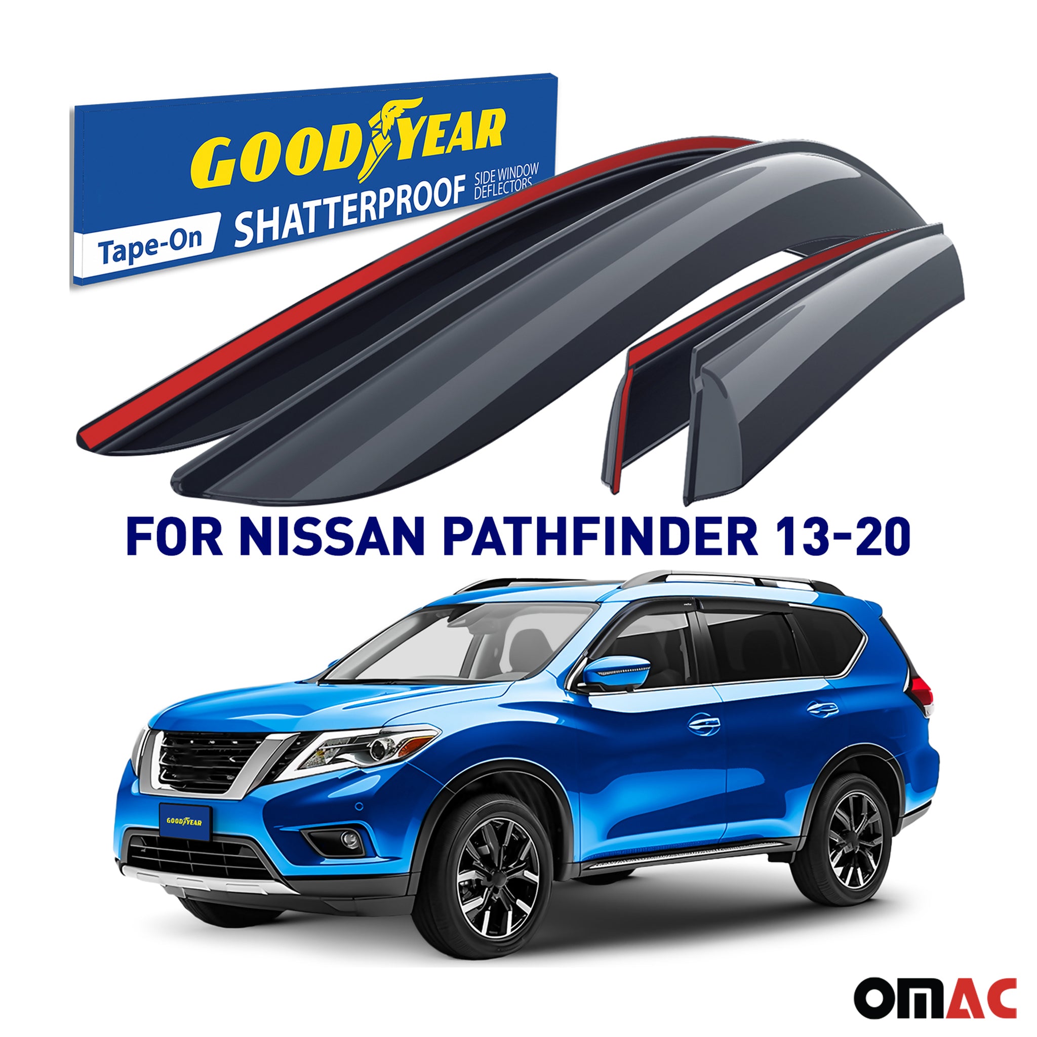 Goodyear Wind Deflectors for Nissan Pathfinder 2013-2020 Shatterproof Smoke 4x