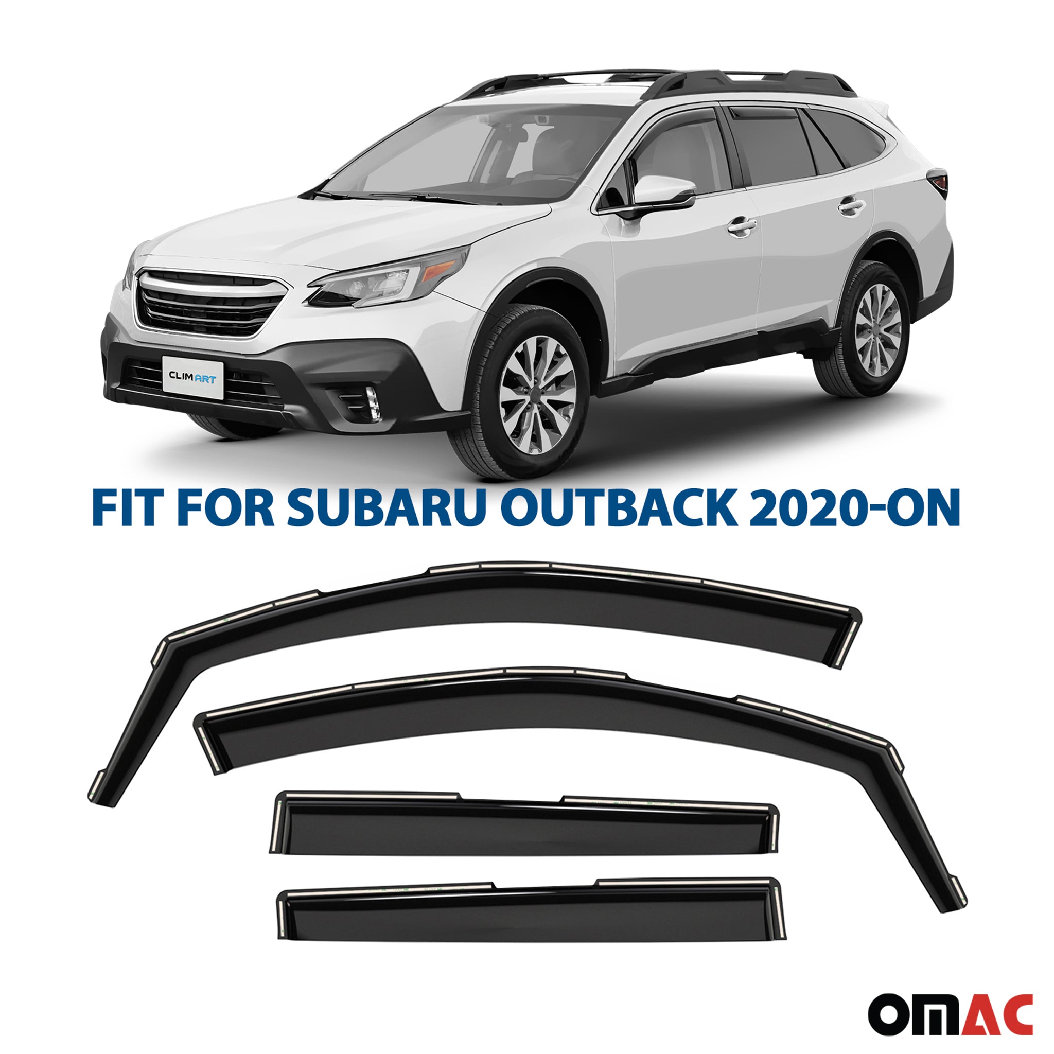 Clim Art Wind Deflectors for Subaru Outback 2020-2025 Shatterproof Dark Smoke 4x