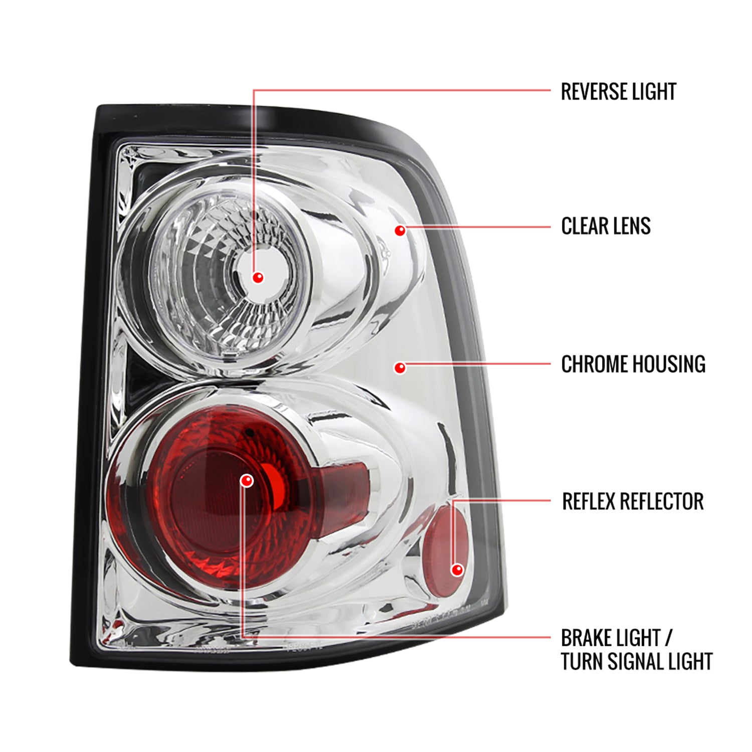 2002-2005 Ford Explorer Tail Lights Chrome Housing/Clear Lens