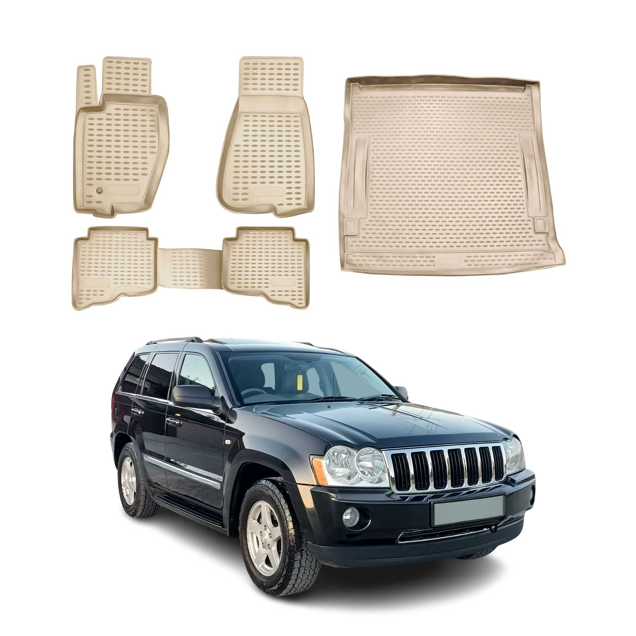 2005-2010 Jeep Grand Cherokee Floor Mats & Cargo Liner Full Set All Weather Beige