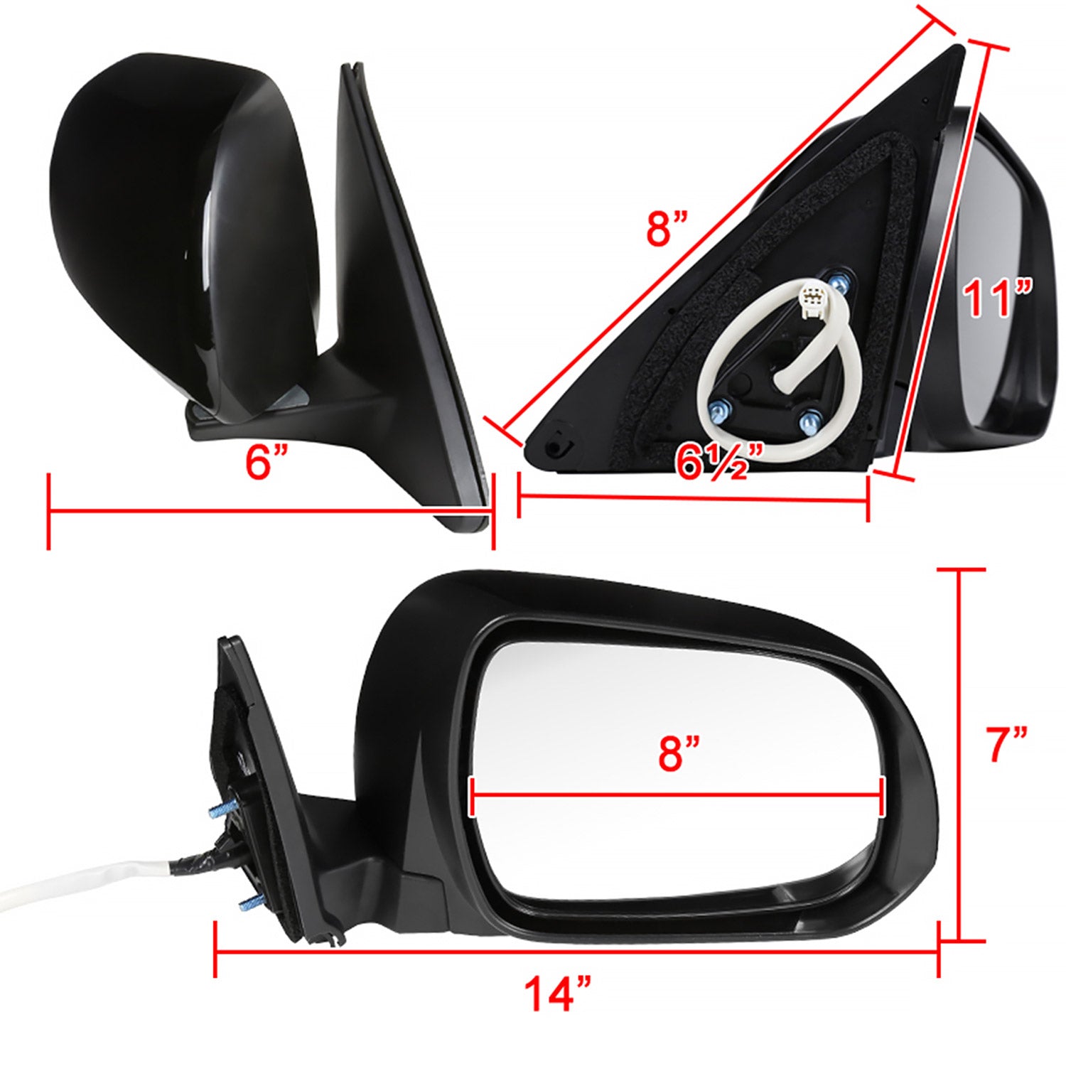 2008-2013 Toyota Highlander 5Pin Adjustable &Heated Side Mirror Passenger Side