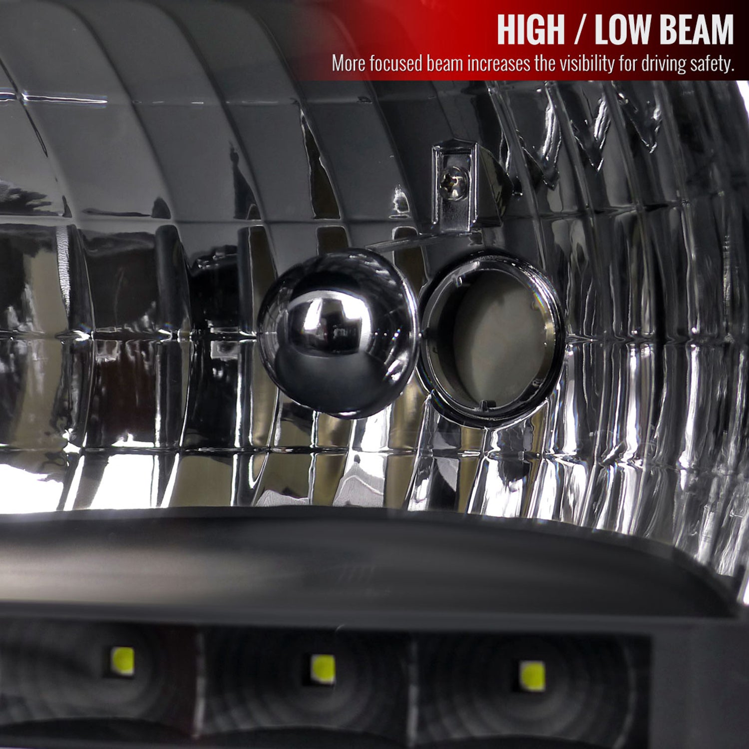 1999-2004 Ford F-250/350/450/550/Excursion Factory Headlights LED Light Black