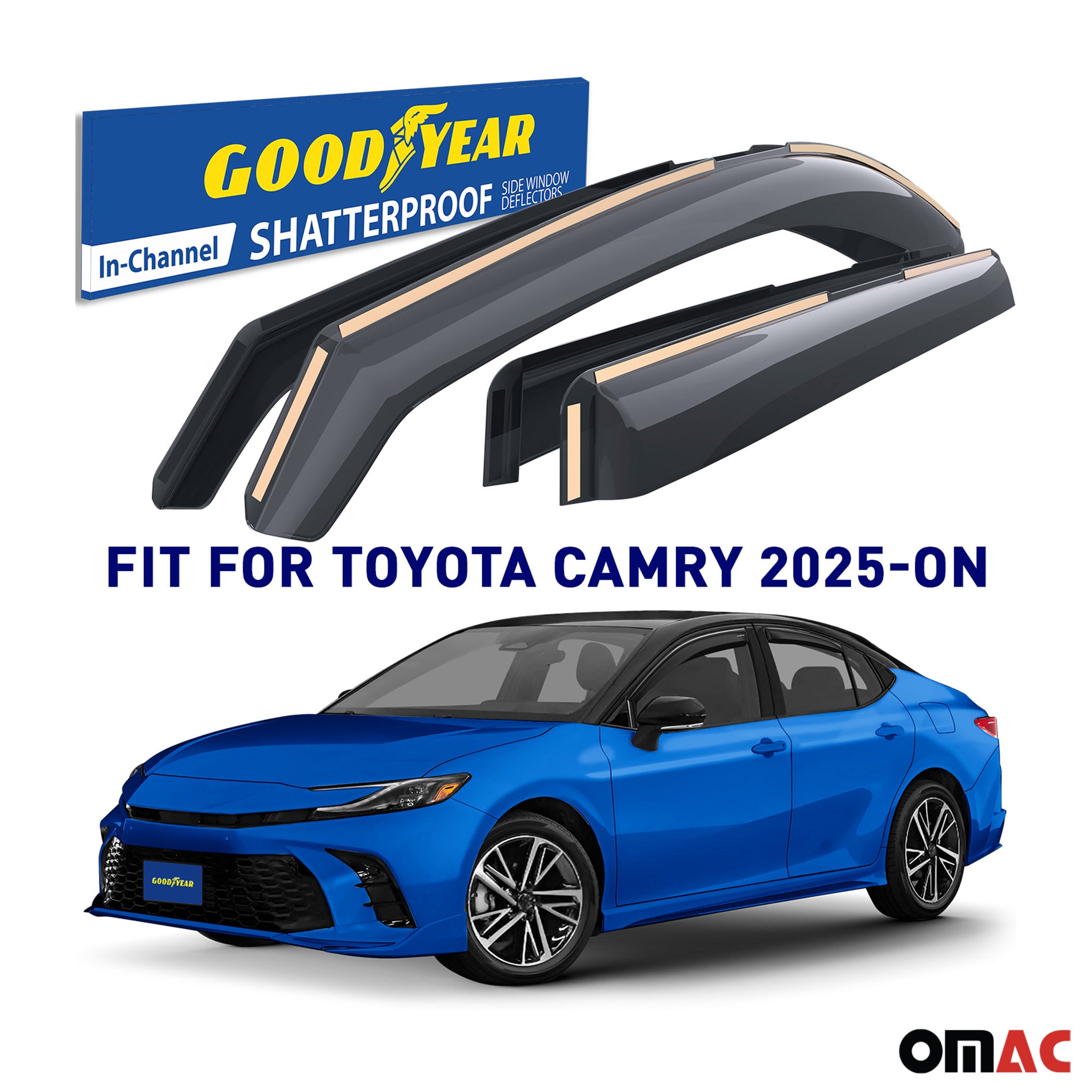 Goodyear Wind Deflectors for Toyota Camry 2025 Sedan In-channel Premium Smoke 4x