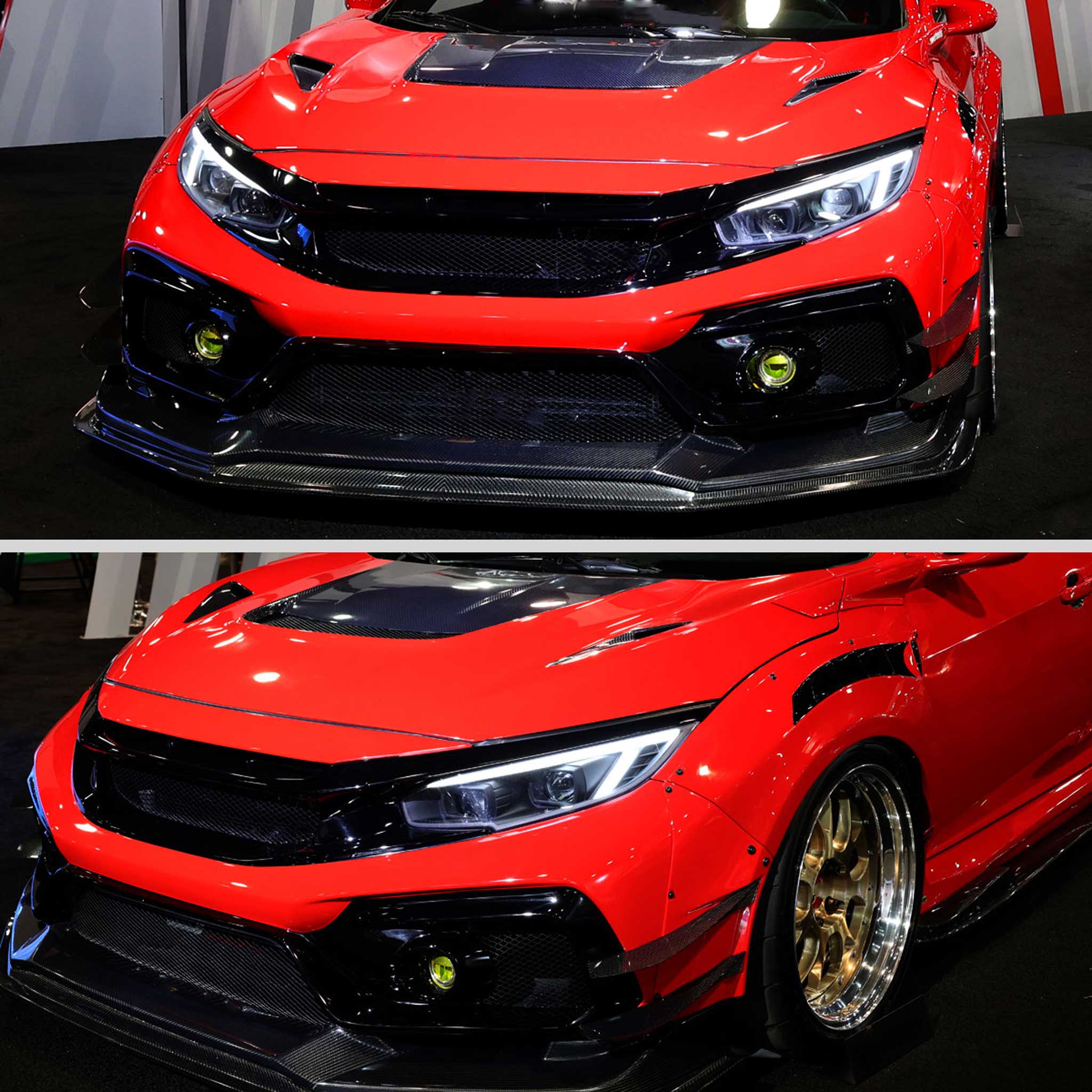 For Honda Civic 2016-2021 Full LED Projector Headlights Sequential DRL Matte Black Clear Lens