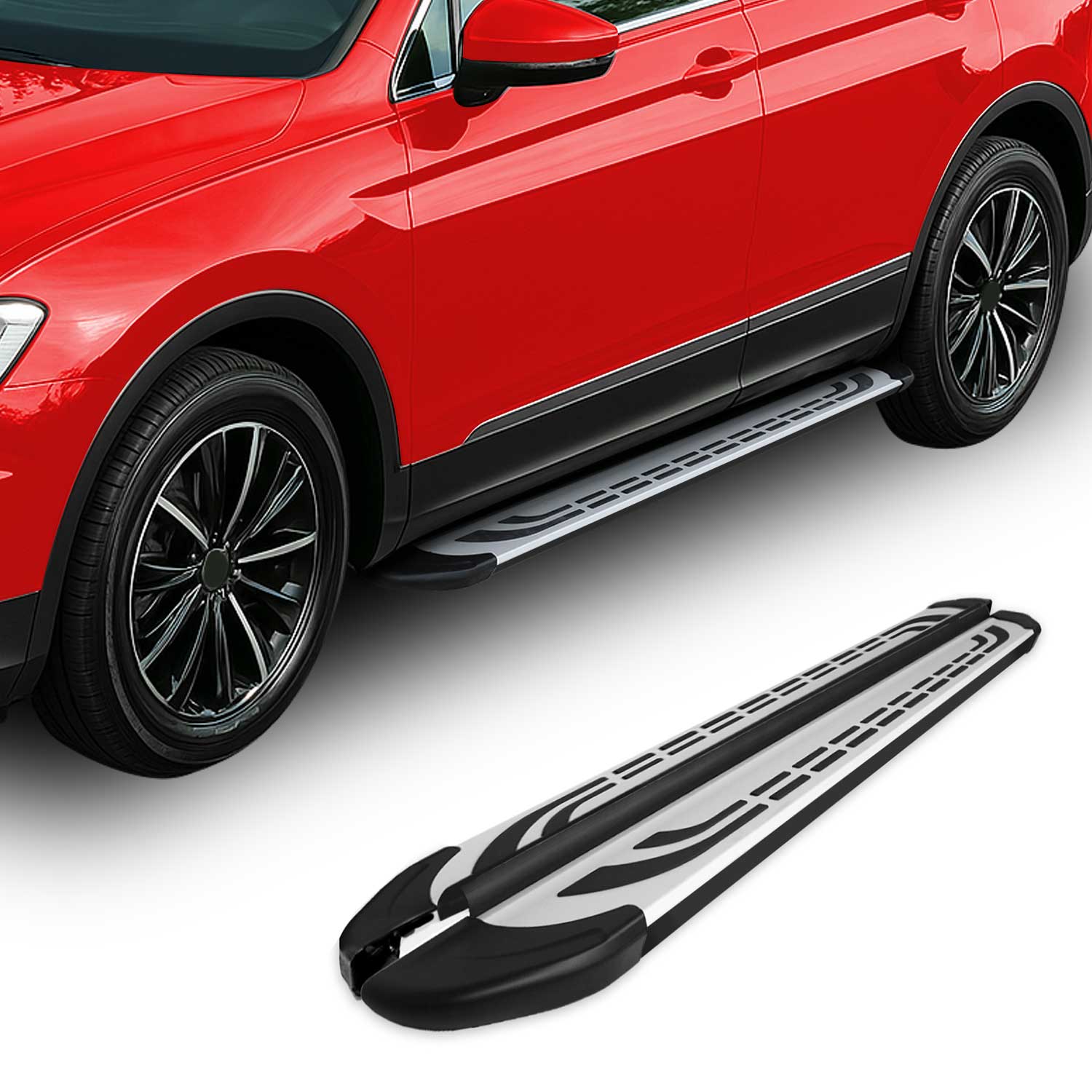 Side Step Nerf Bars Running Board for Volkswagen Tiguan 2018-2024 Gray Black 2x