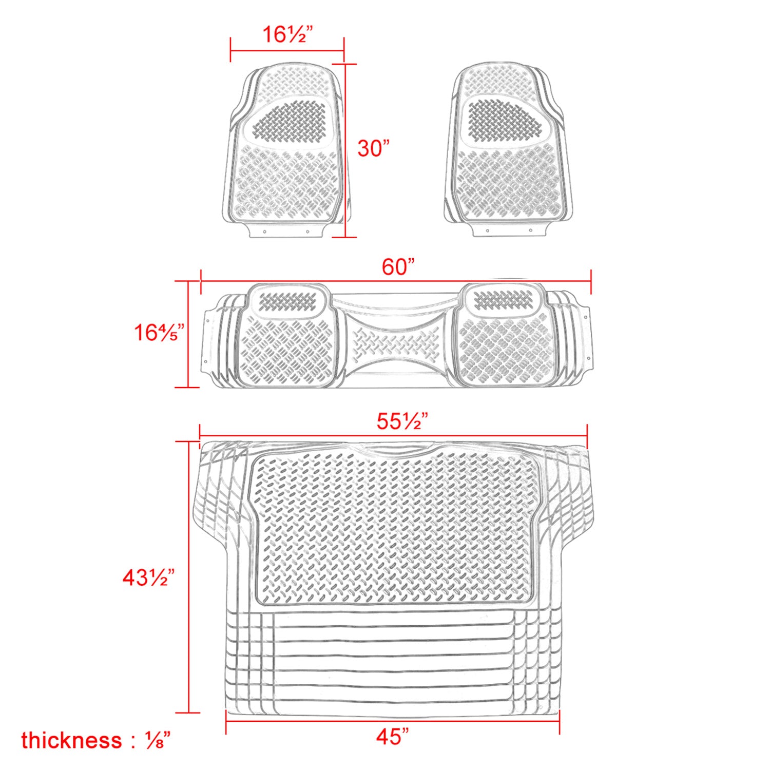 Universal fit Rubber Car Floor Mats Trunk Cargo Liner All Weather 4Pcs Beige