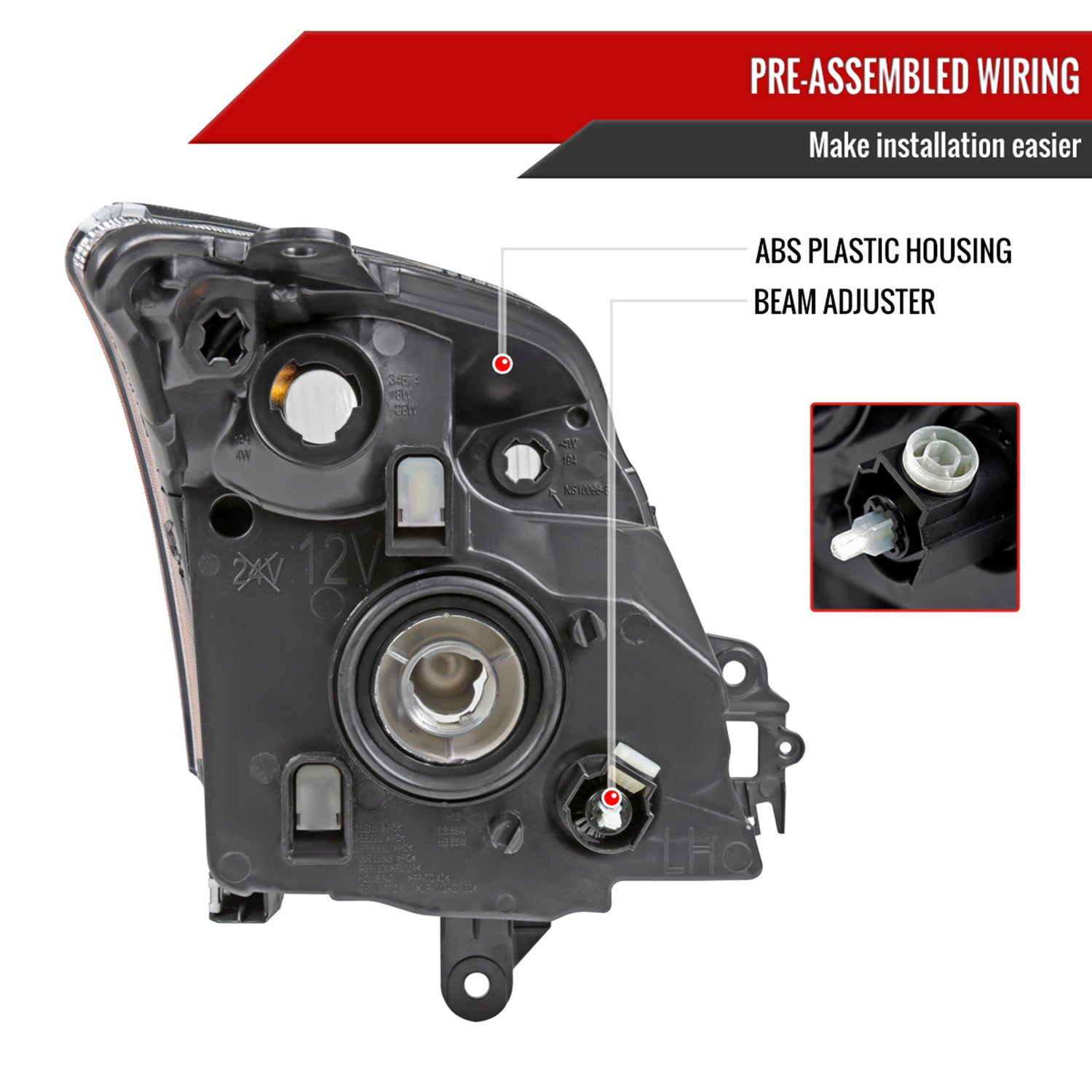 2007-2009 Nissan Sentra Factory Headlights w/Amber Reflector Matt Black/Clear