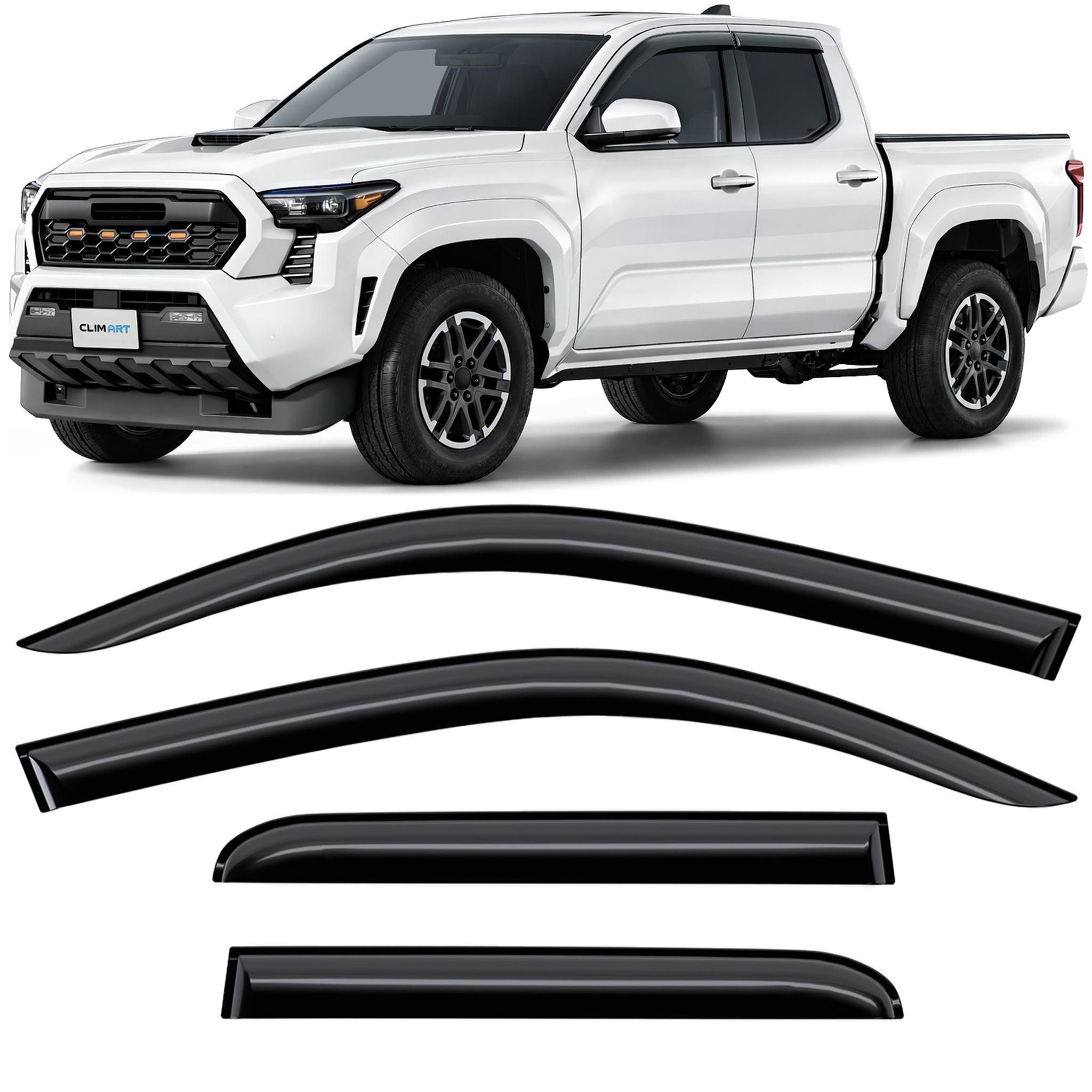 Clim Art Wind Deflectors for Toyota Tacoma Double Cab 2024-2026 Dark Smoke 4Pcs