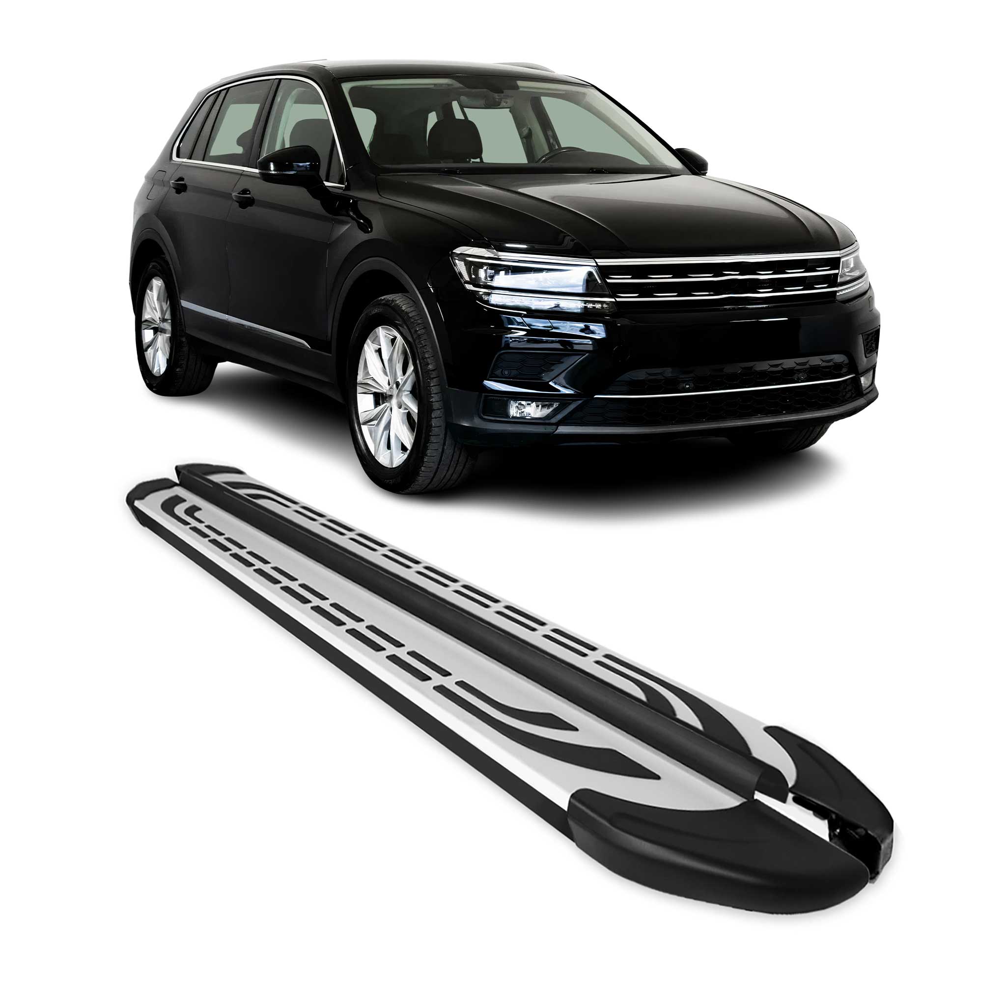 Side Step Nerf Bars Running Board for Volkswagen Tiguan 2018-2024 Gray Black 2x