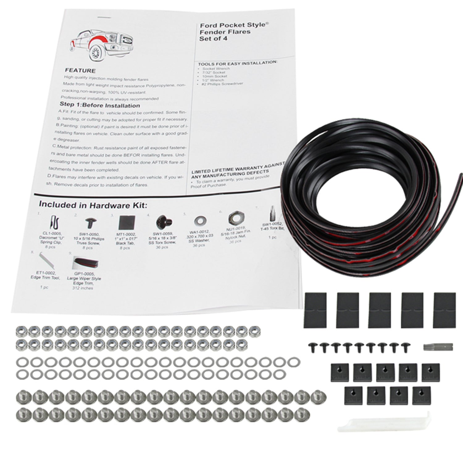 1999-2007 Ford F-250/F350 SuperDuty Smooth Rivet Style Fender Flares