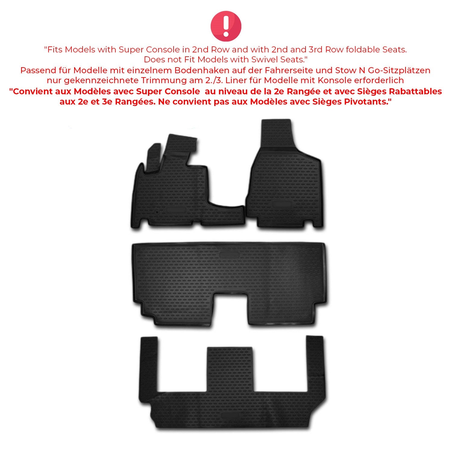 2008-2020 Dodge Grand Caravan Floor Mats Liners Full Set All Weather Black