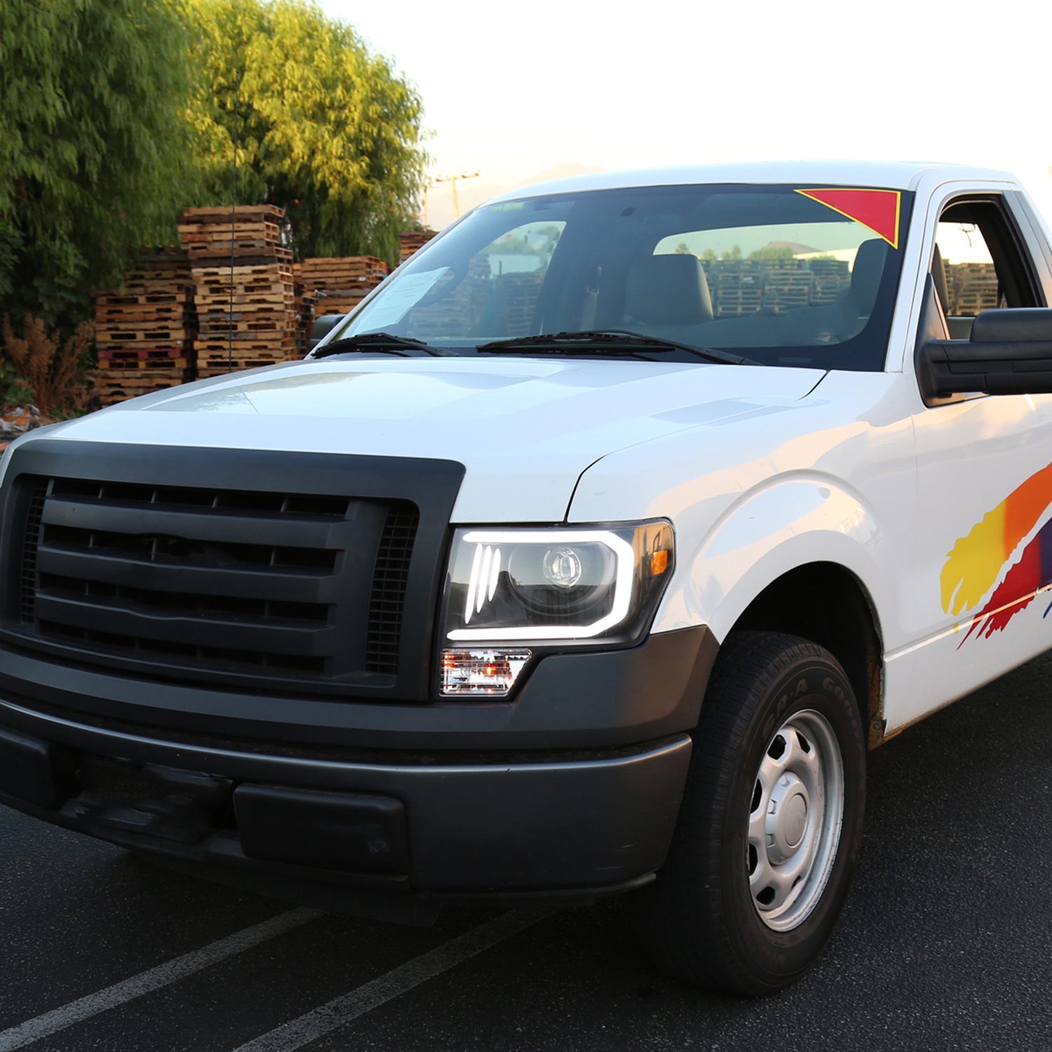 2009-2014 Ford F-150 LED C-Bar Projector Headlights Matte Black/Clear Lens