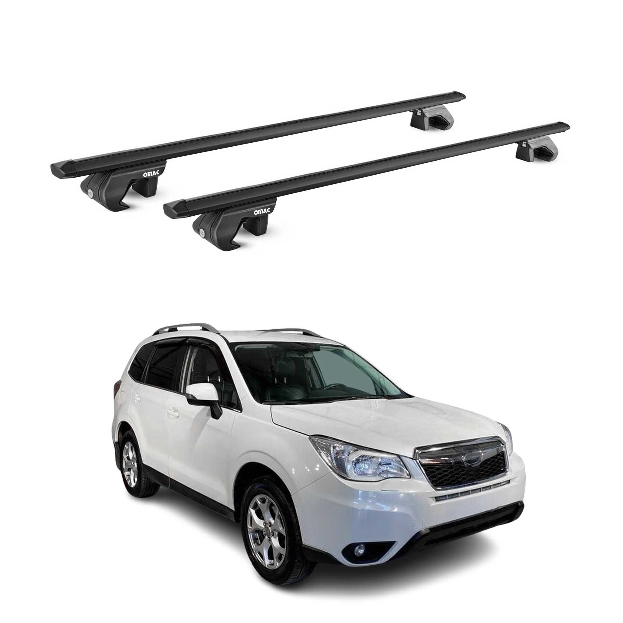 Roof Rack Luggage Carrier for Subaru Forester IV 2014-2018 Aluminium Black 2Pcs