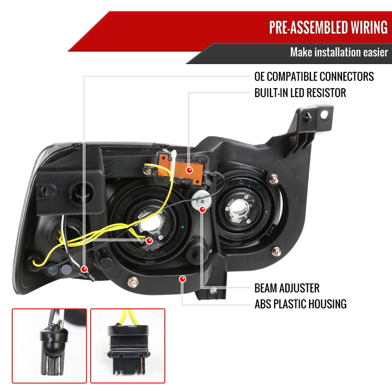 2006-2010 Dodge Charger Sequential LED Bar Factory Headlights Matt Black