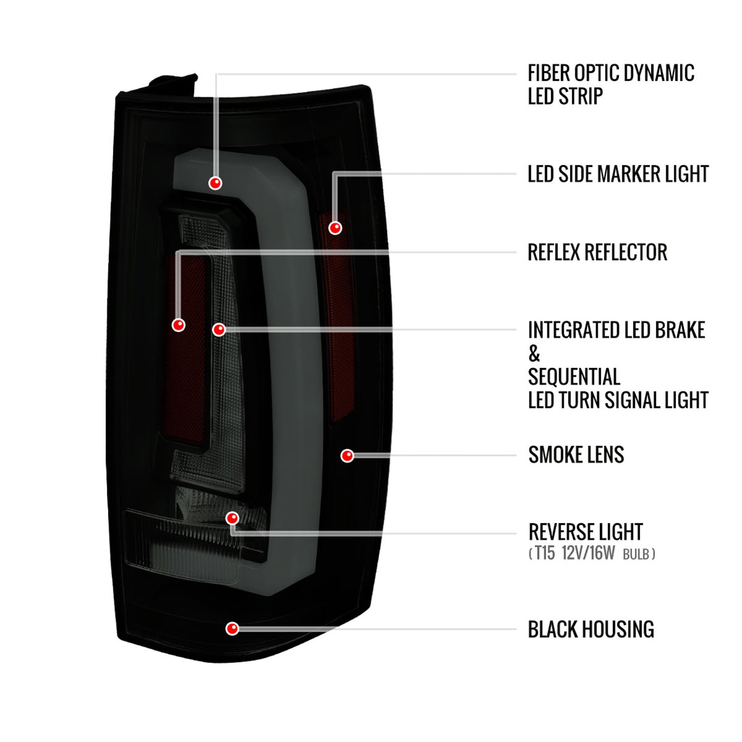 2007-2014 Chevy Tahoe/Suburban/Yukon/Denali LED Signal Tail Lights Matt Black