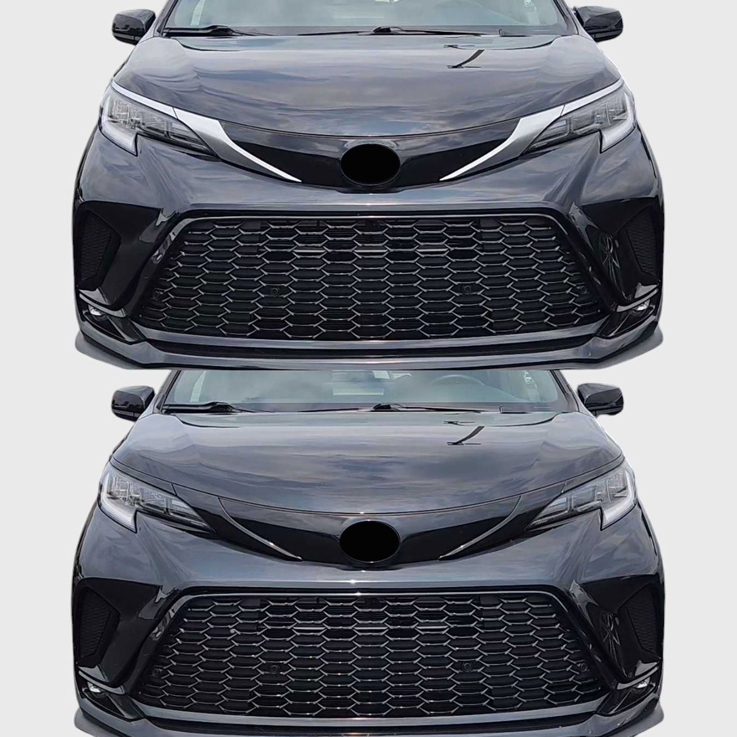 2022-2025 Toyota Sienna Grille Overlay Gloss Black 4Pcs ABS Plastic