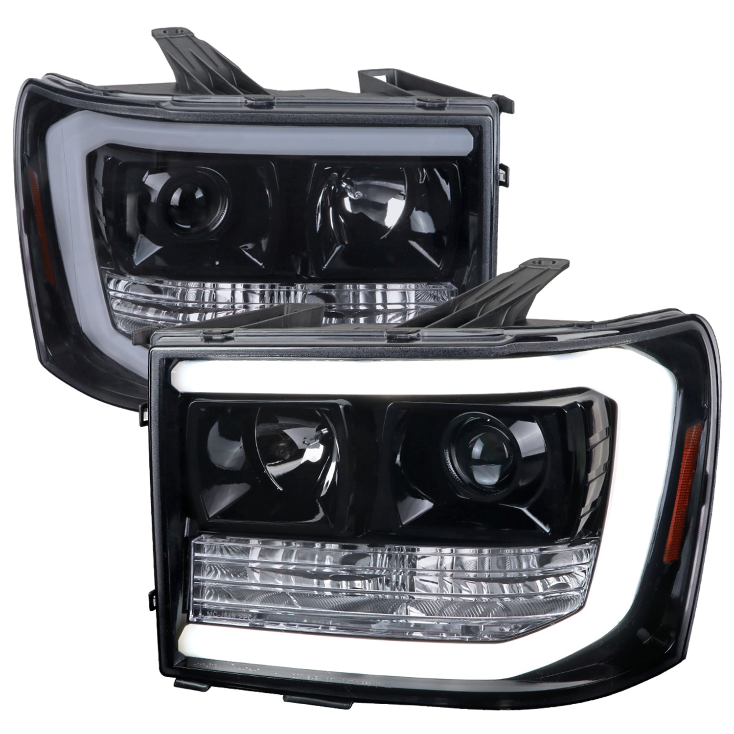 2007-2013 GMC Sierra 1500 1500HD 2500HD 3500HD LED C-Bar Headlights Smoke