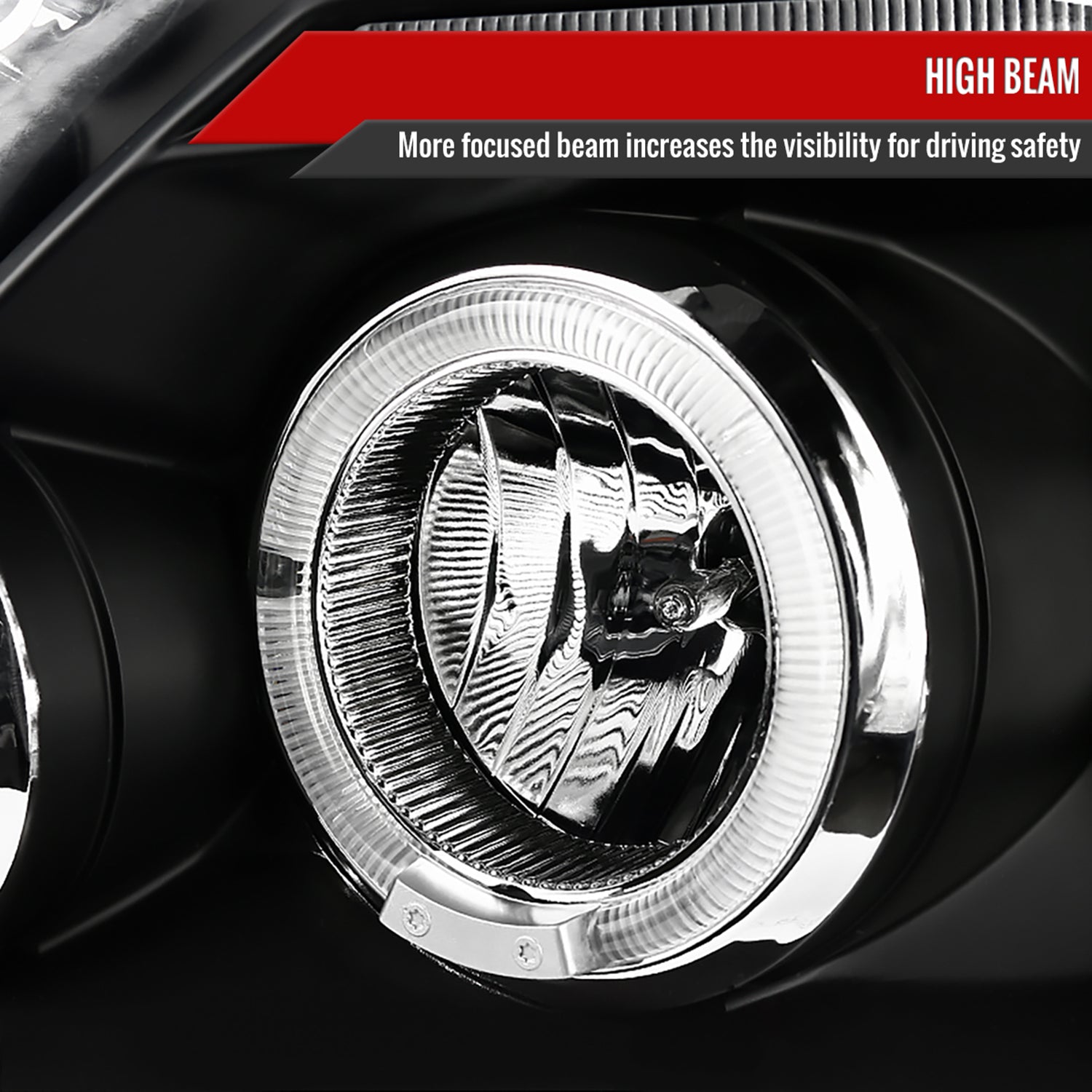2005-2011 Toyota Tacoma Dual Halo Projector Headlights Matte Black/Clear Lens