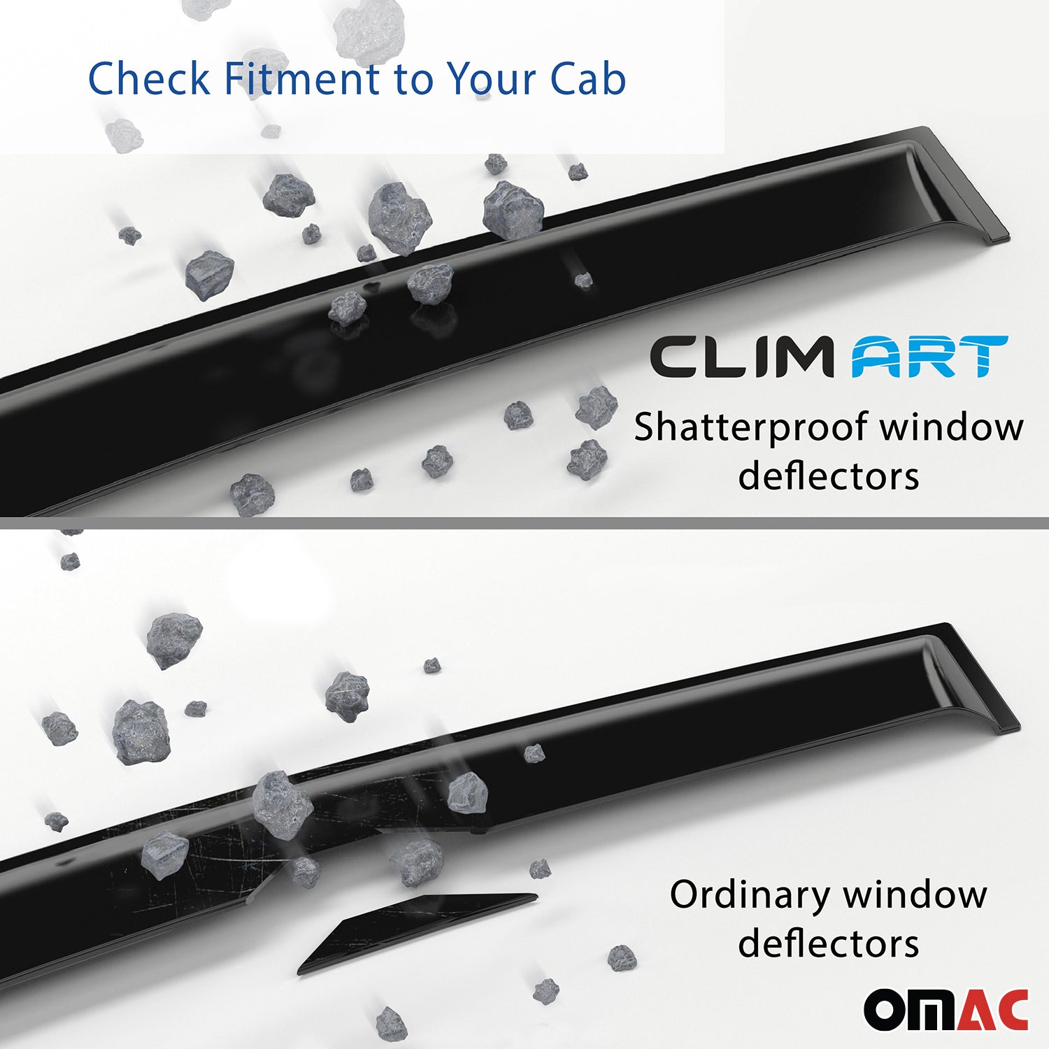 Clim Art Wind Deflectors for Ford Ranger 2024-2025 SuperCrew Tape-On 4 Pcs