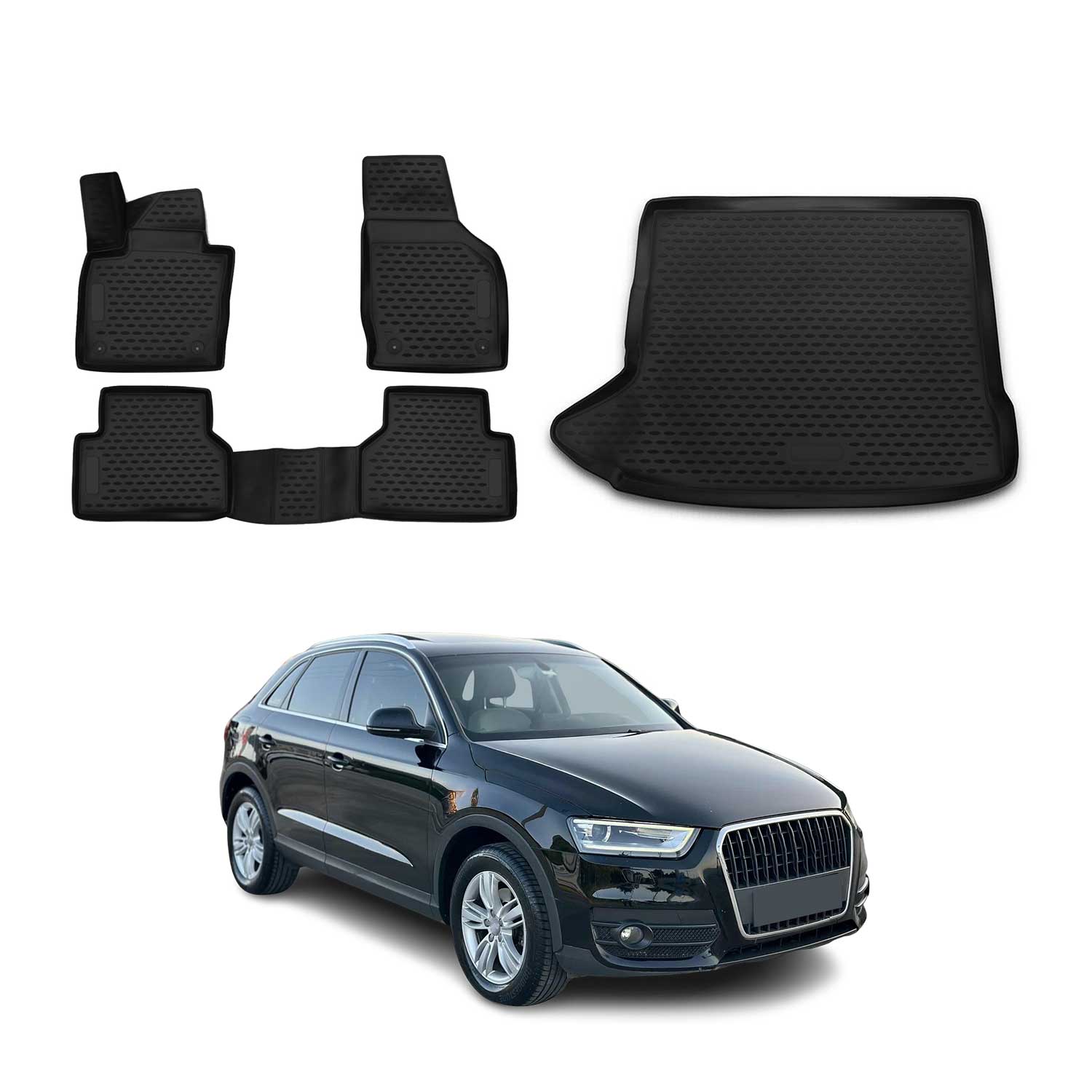 2013-2018 Audi Q3 / Q3 Quattro Floor Mats & Cargo Liner Full Set All Weather Black