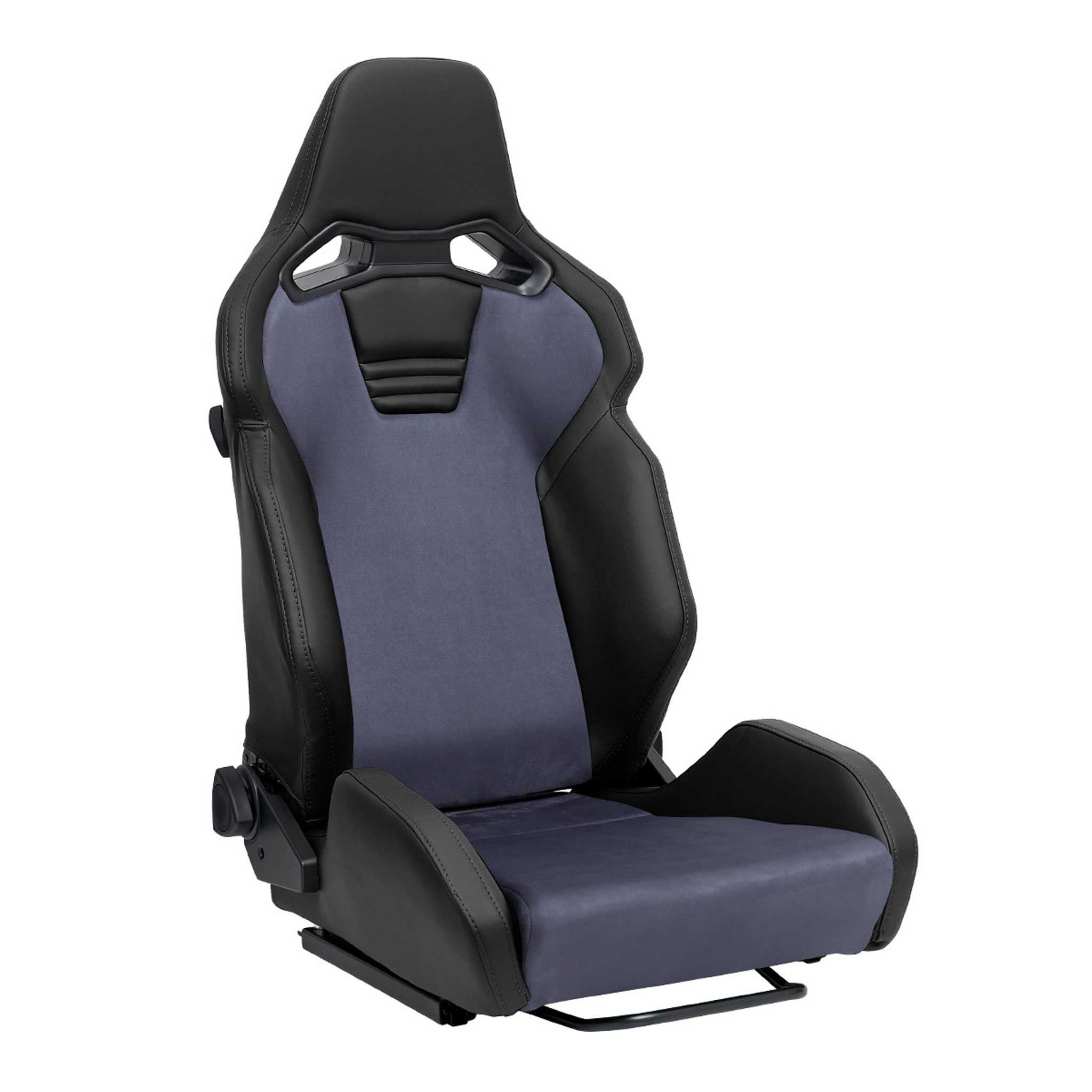 Universal Racing Seat Black Pu Leather Charcoal Gray Suede Double Black Stitch