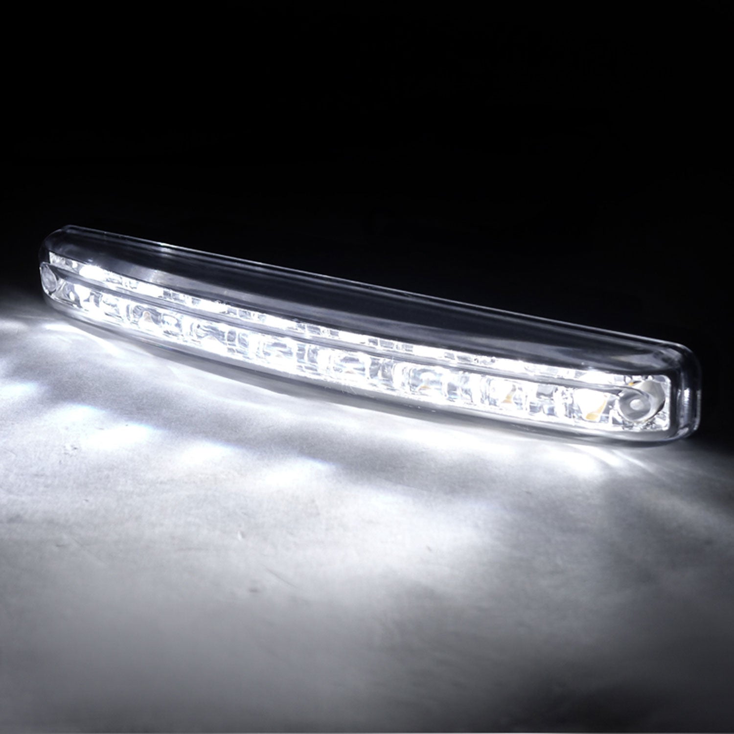 Universal 4W 8 LED 6000K Daytime Running Lights Chrome Housing/Clear Lens