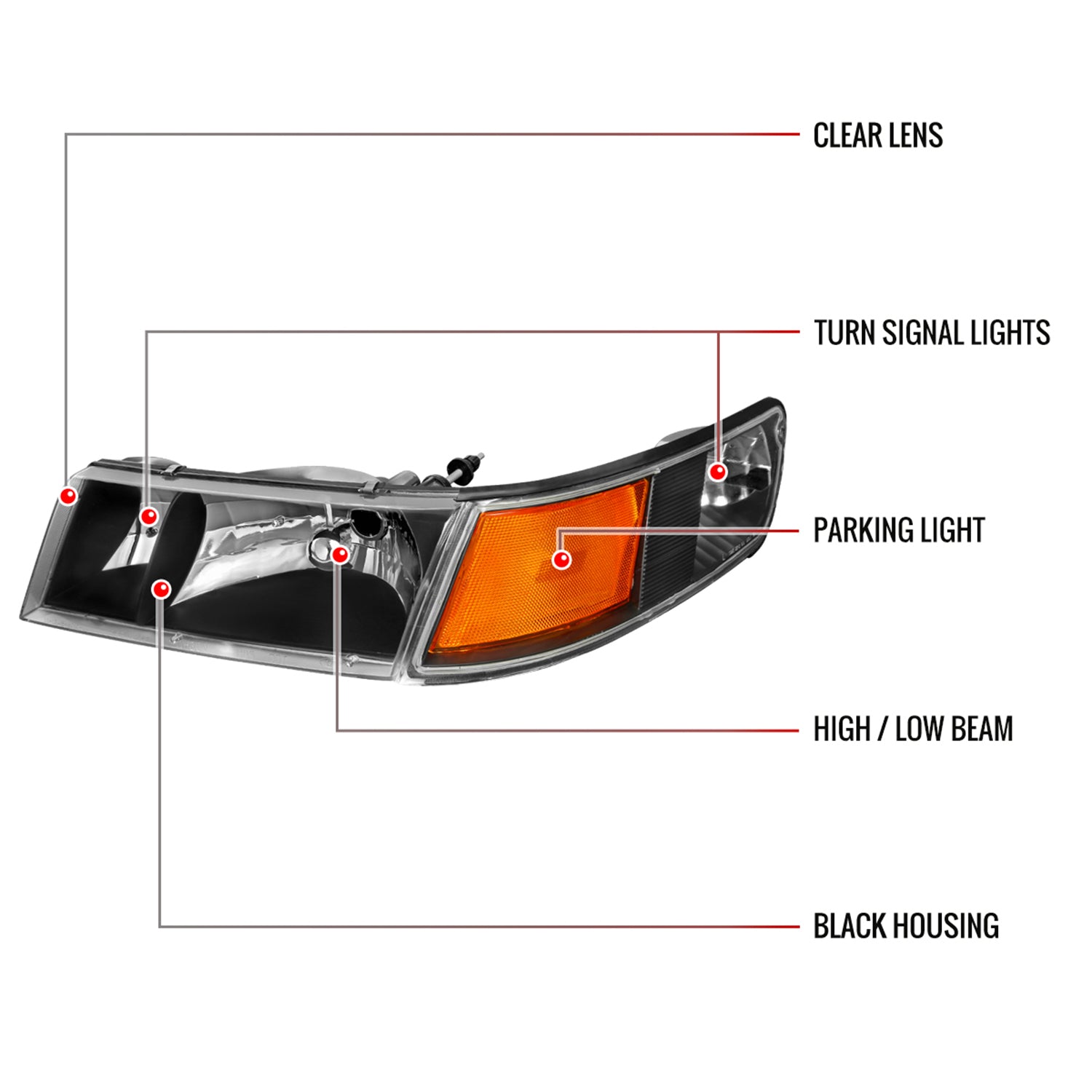 1998-2002 Mercury Grand Marquis Factory Headlights Corner Signal Lights