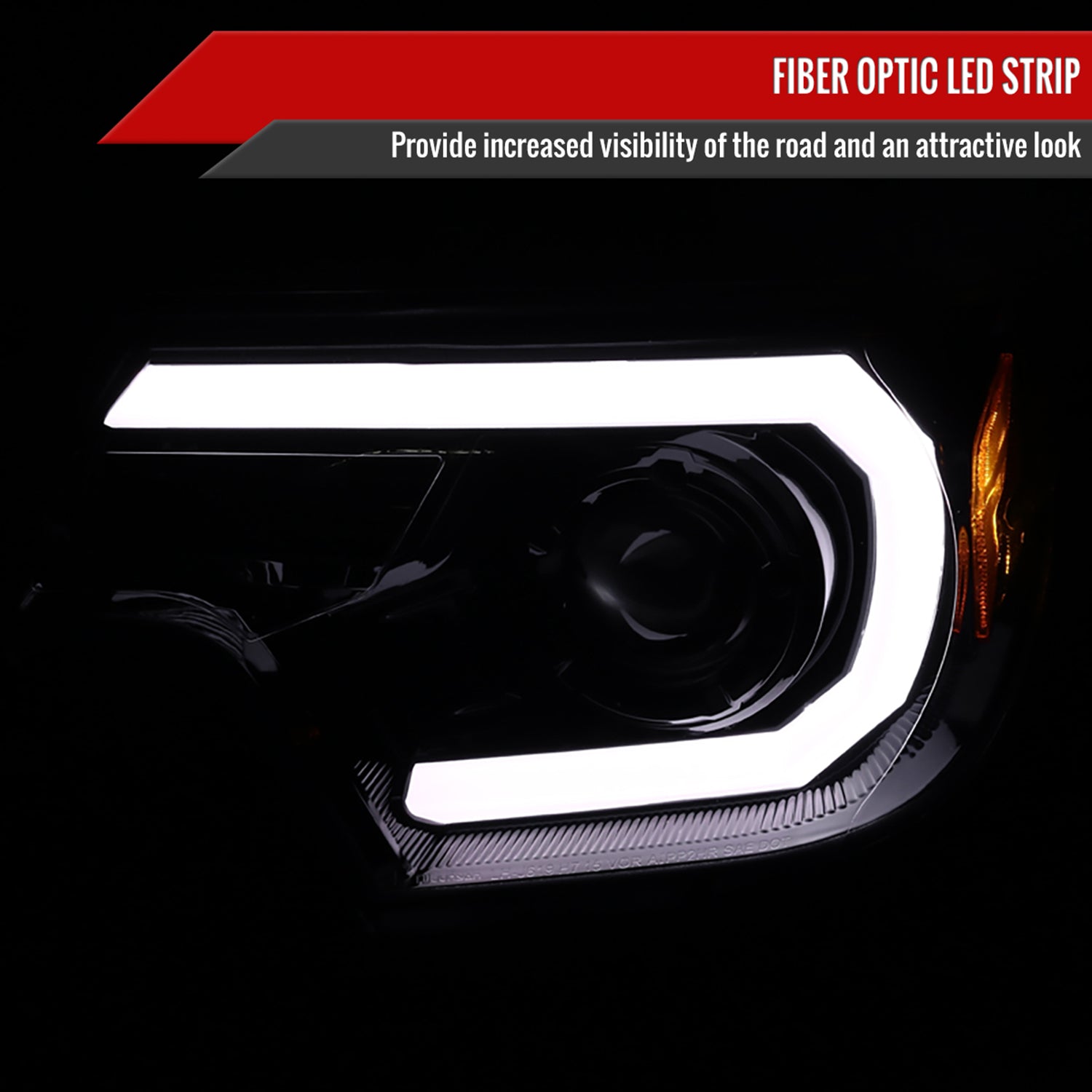 2012-2015 Toyota Tacoma LED C-Bar Projector Headlights Jet Black/Clear Lens