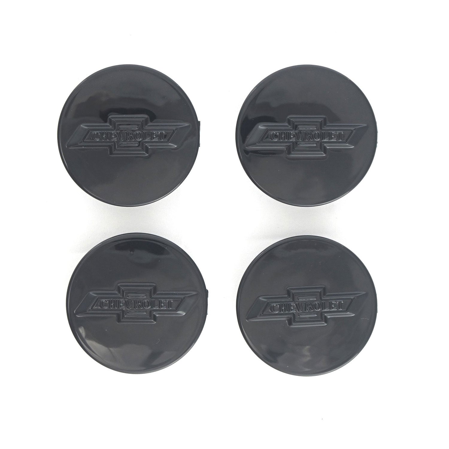 2015-2025 Chevrolet Suburban / Tahoe Licensed Wheel Cap Emblem Set Gloss Black 4Pcs ABS Plastic