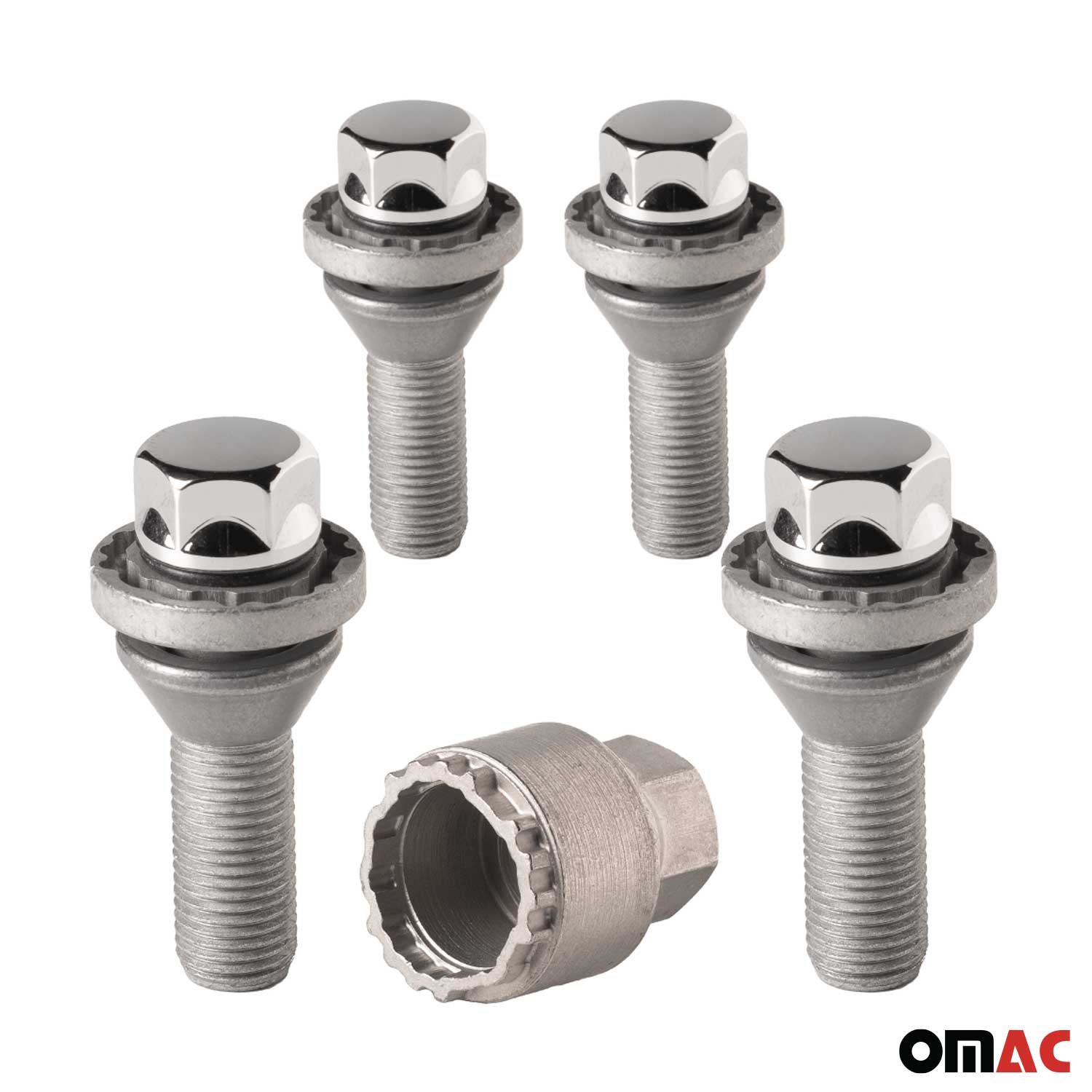 Wheel Lock Kit for Volvo V90 V90 Cross Country M14X1.5 Chromed 4Locks & 1Key