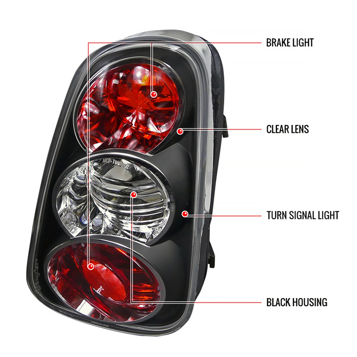 2002-2004 Mini Cooper Tail Lights Matte Black Housing/Clear Lens