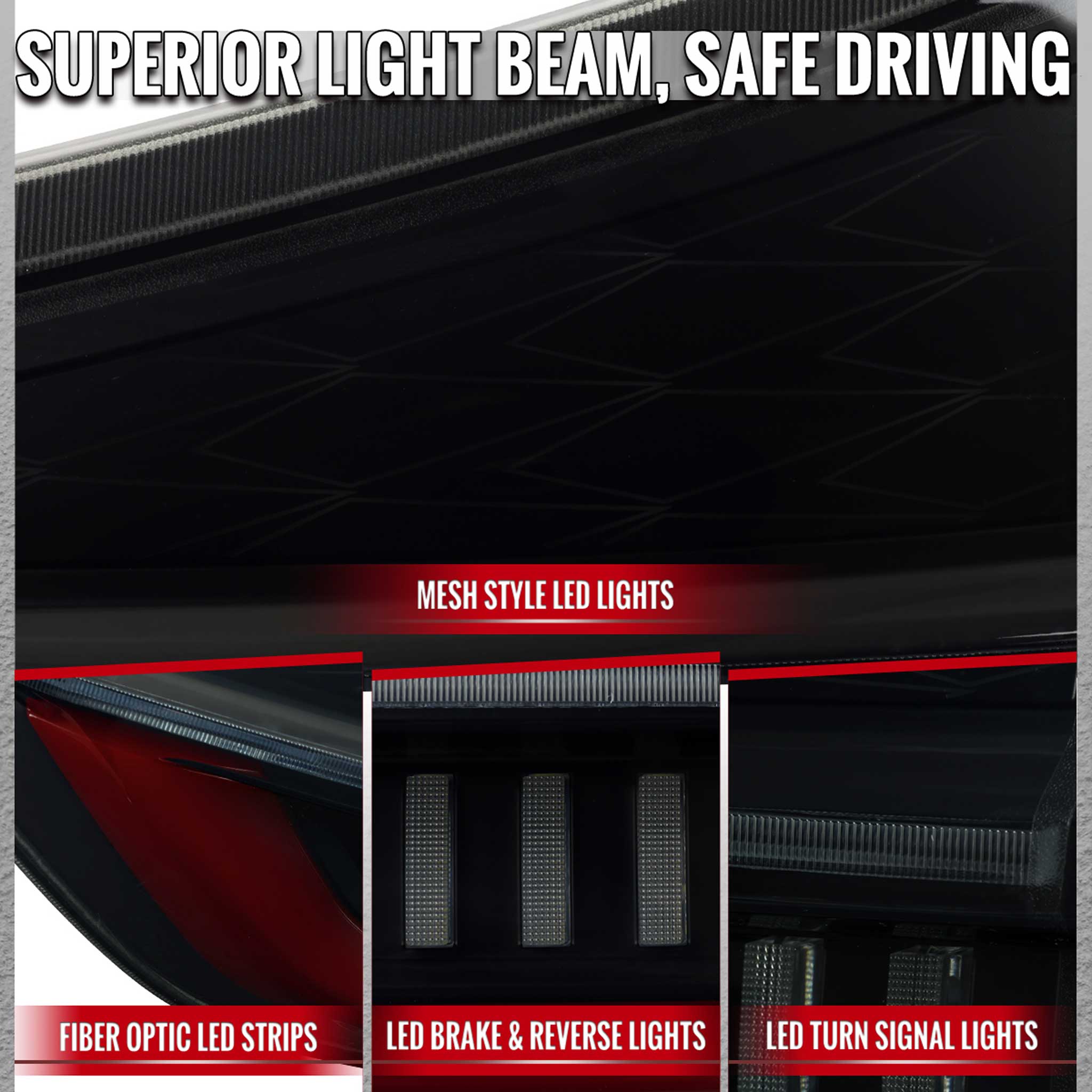 For Toyota Sienna 2015-2020 Full LED Tail Lights Sequential Red Fiber Optic Black Smoked Lens Startup