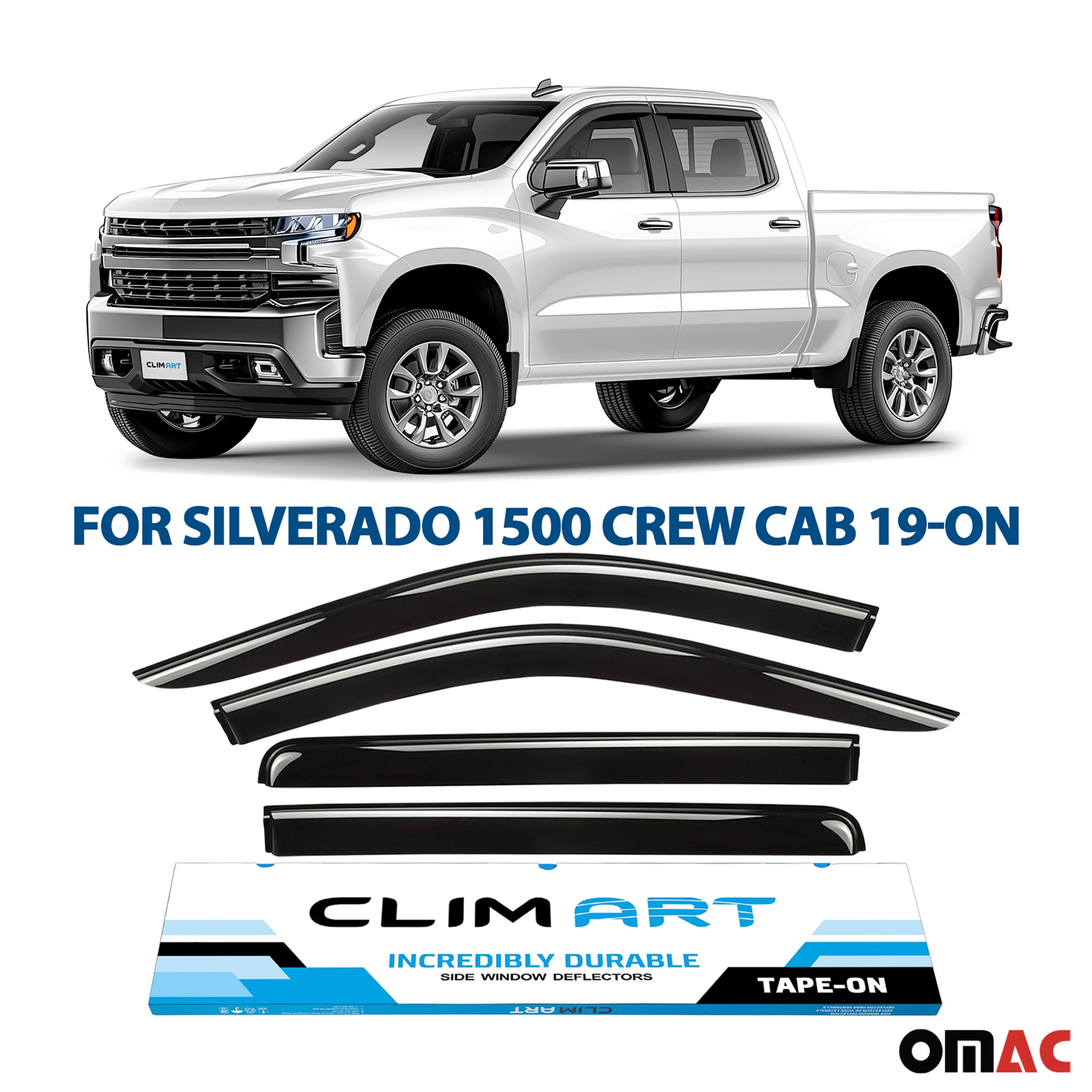 Clim Art Wind Deflectors for Chevrolet Silverado 1500 2019-2025 Crew Cab 4x
