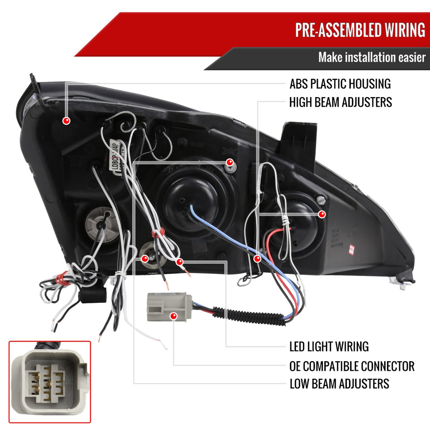 2000-2004 Ford Focus Dual Halo Projector Headlights Chrome/Clear Lens