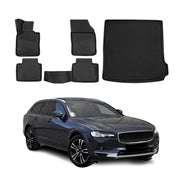 2018-2021 Volvo V90 Wagon Floor Mats & Cargo Liner Full Set All Weather Black