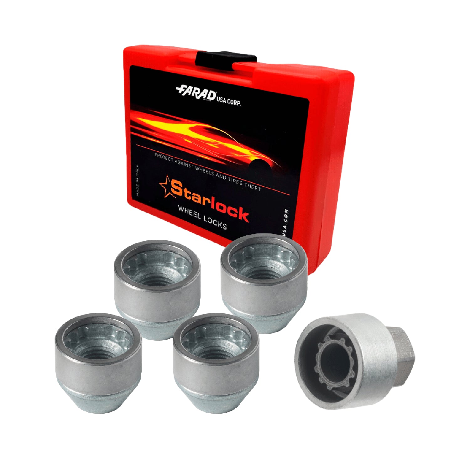 Wheel Lock Kit for RAM 2500 / 3500 M14X1,5 Nut Galvanized Silver 4Locks & 1Key