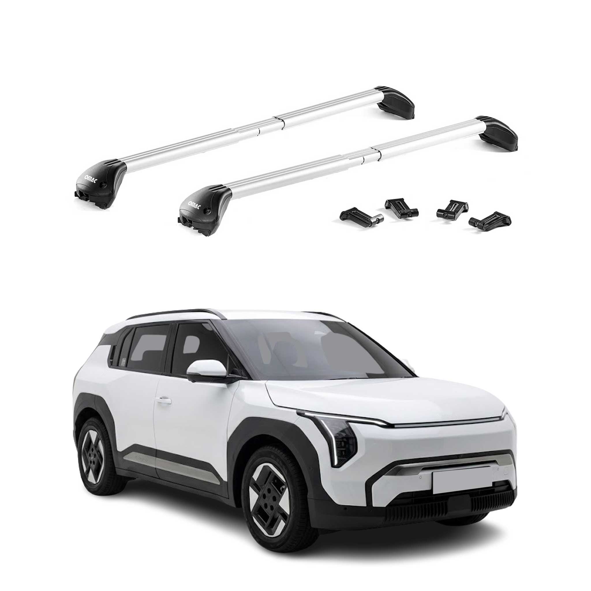 Roof Rack Cross Bars Luggage Carrier for Kia EV3 2025-2026 Aluminium Silver 2x