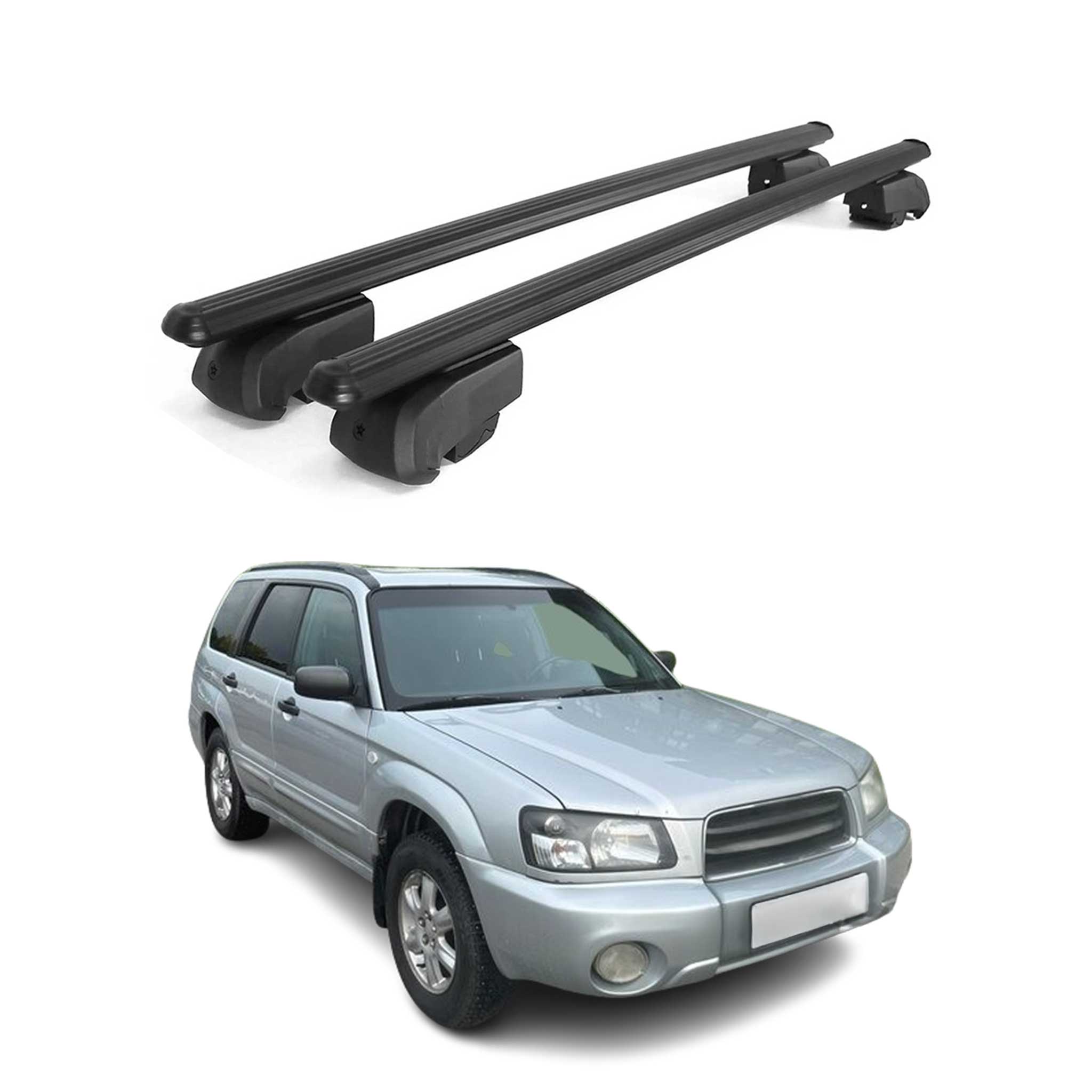 Lockable Roof Rack Cross Bars Carrier for Subaru Forester SG 2003-2008 Black
