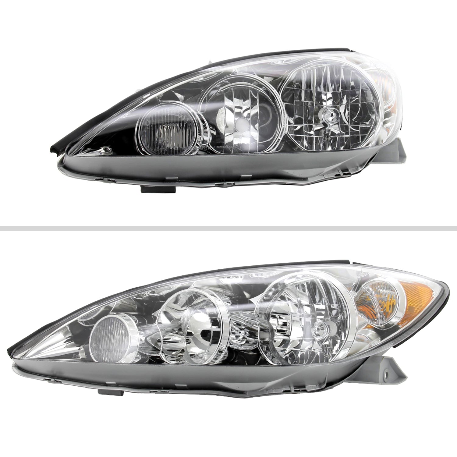 2005-2006 Toyota Camry Factory Crystal Headlights Amber Reflector Chrome/Clear