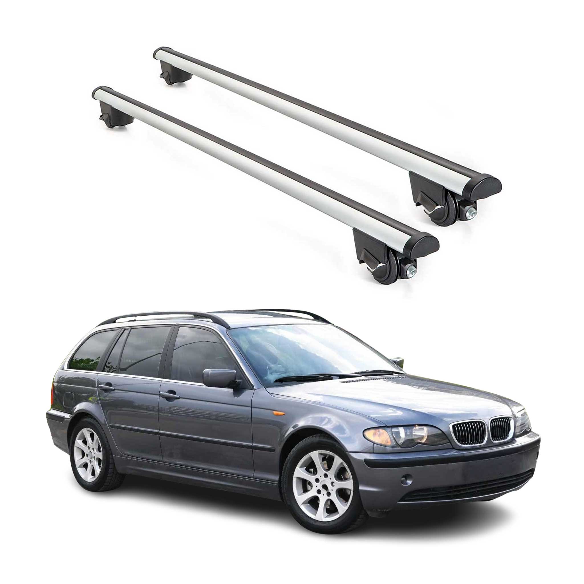 1999-2005 BMW 3 Series E46 Wagon Roof Rack Cross Bars Silver
