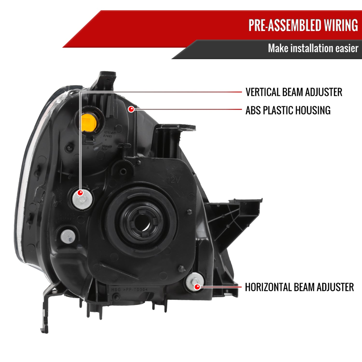 2002-2004 Honda CR-V Factory Style Headlights w/Amber Reflector Chrome/Clear