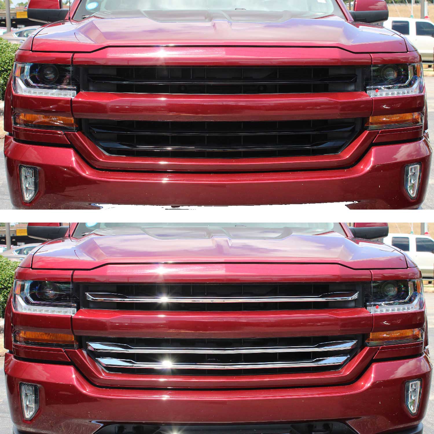 2016-2018 Chevrolet Silverado 1500 Grille Overlay Chrome 3Pcs ABS Plastic