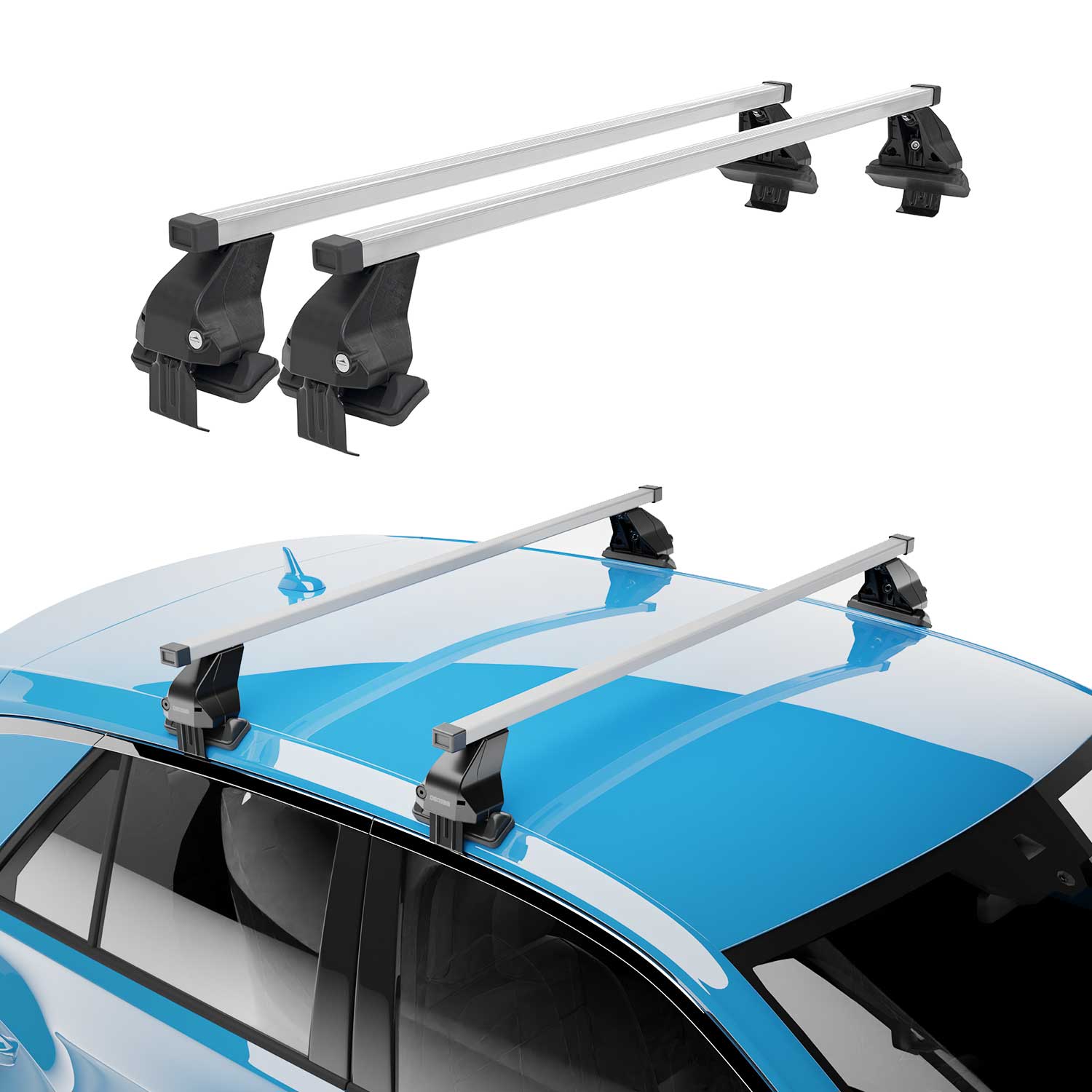 2014-2020 Fiat 500L Roof Rack Cross Bars Silver