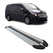 2016-2024 Mercedes Metris L1 L2 Running Boards Side Steps Silver & Black